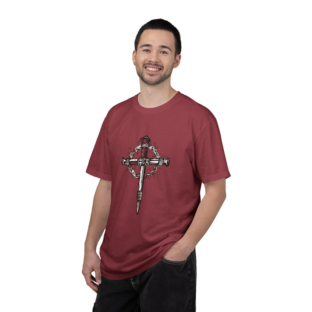 Nail Cross with Crown of Thorns T-shirt | Religious Gothic Faith Design