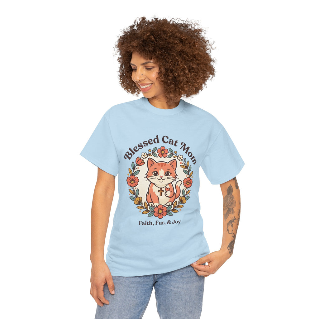 Blessed Cat Mom T-Shirt – Faith, Fur & Joy Floral Cat Mom Tee