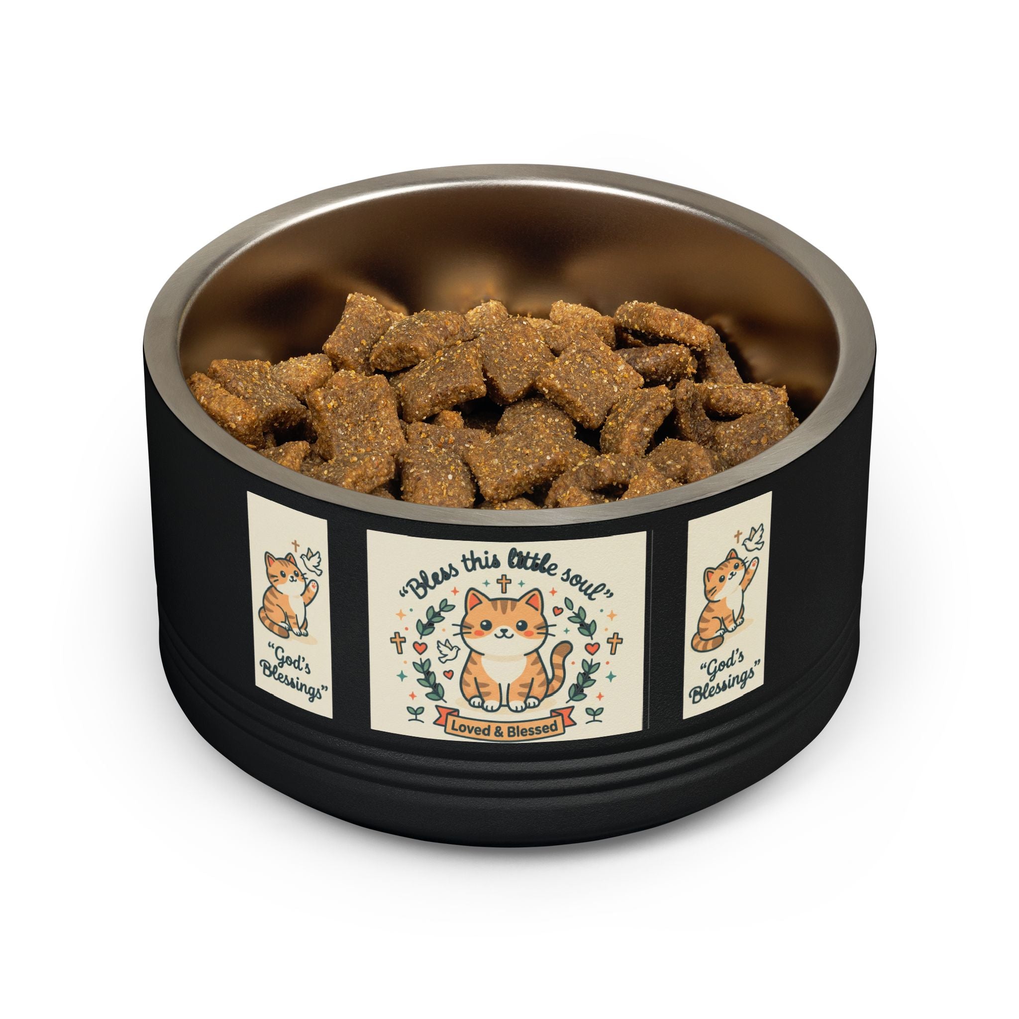 Cute Cat Pet Bowl — "Bless this little soul" 18oz Stainless Steel Bowl