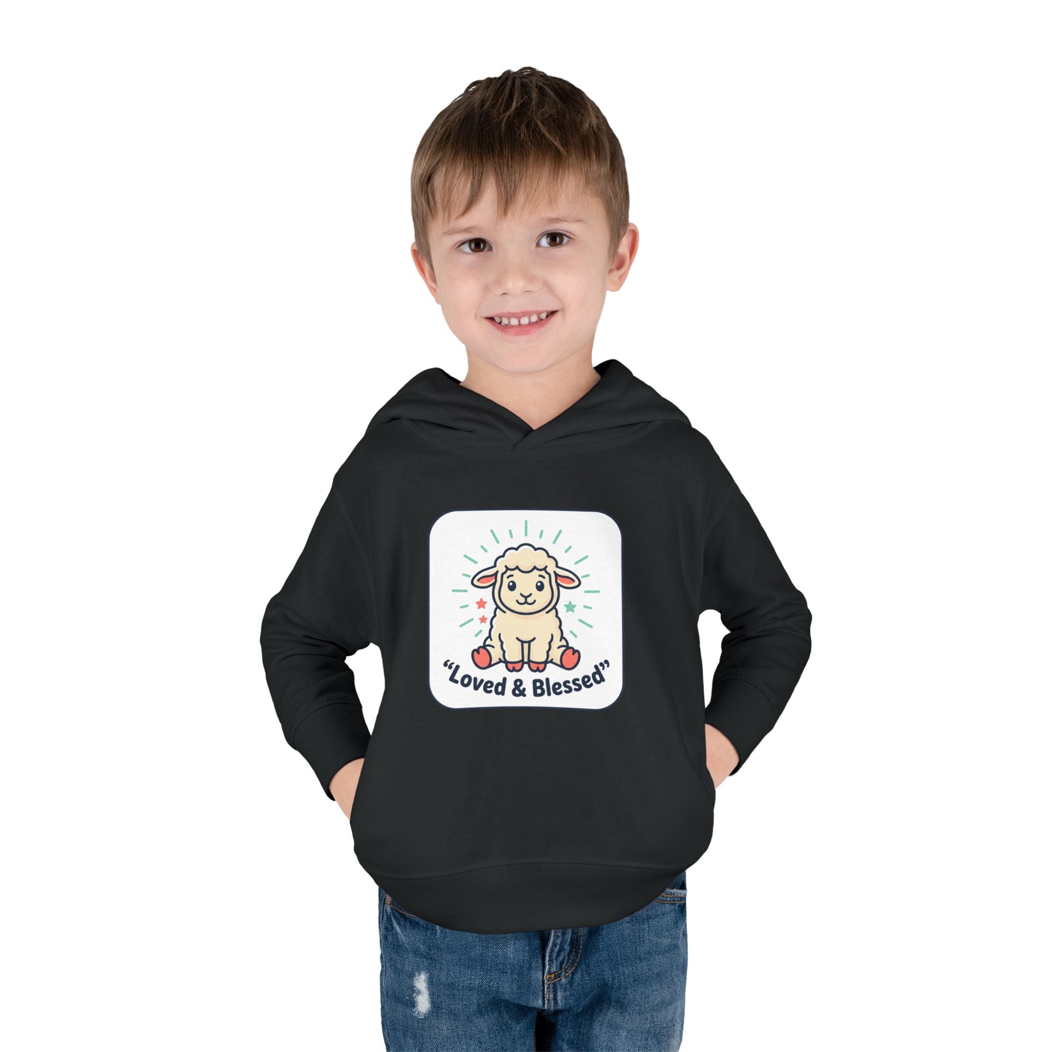 Loved & Blessed Lamb toddler hoodie | Cute lamb illustration pullover