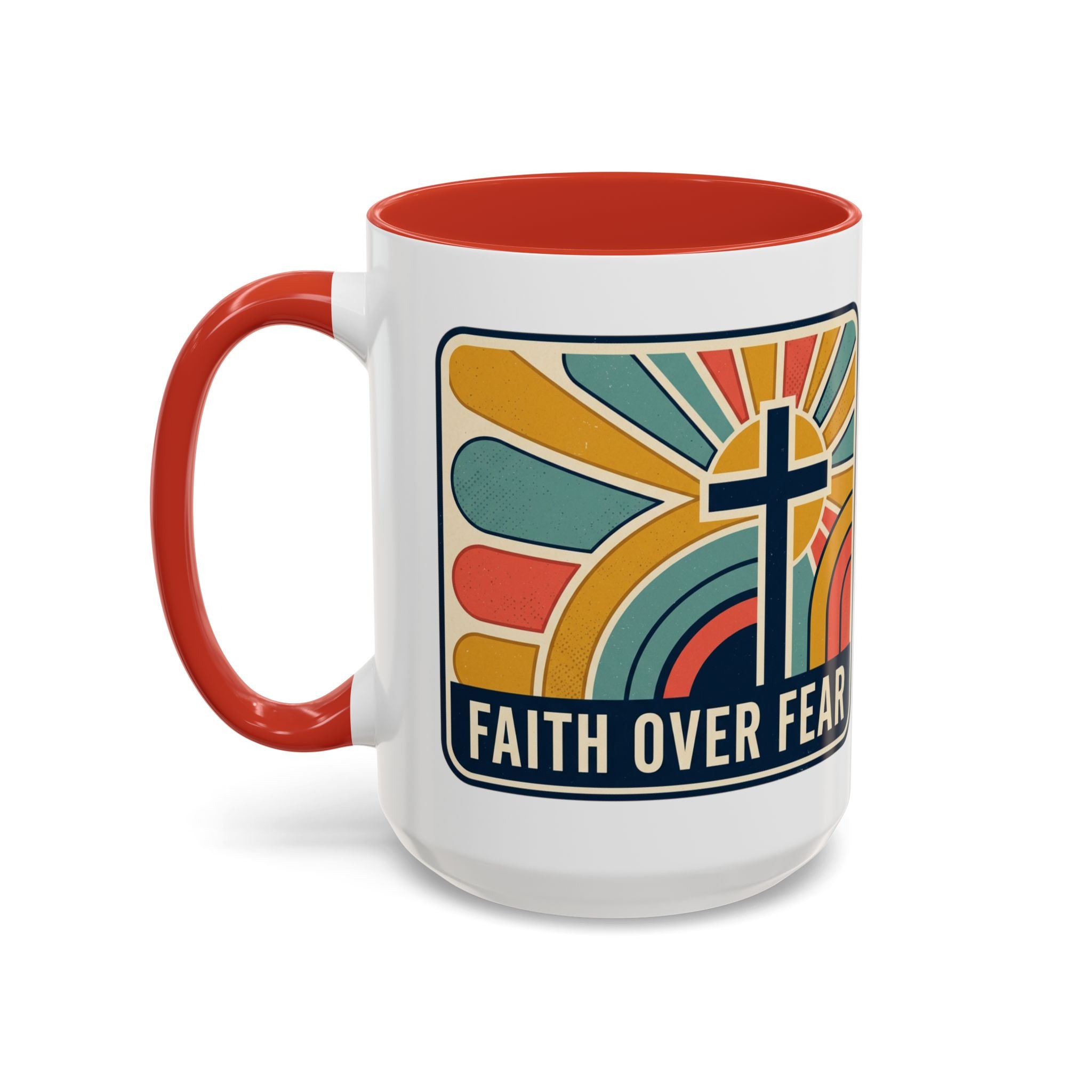 Faith over fear Retro Script Mug | Accent Coffee Mug