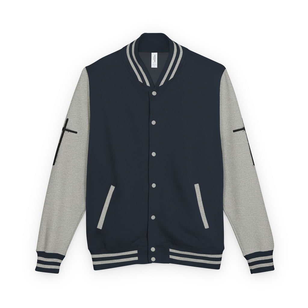 Cross Emblem Letterman Jacket | Red White Varsity