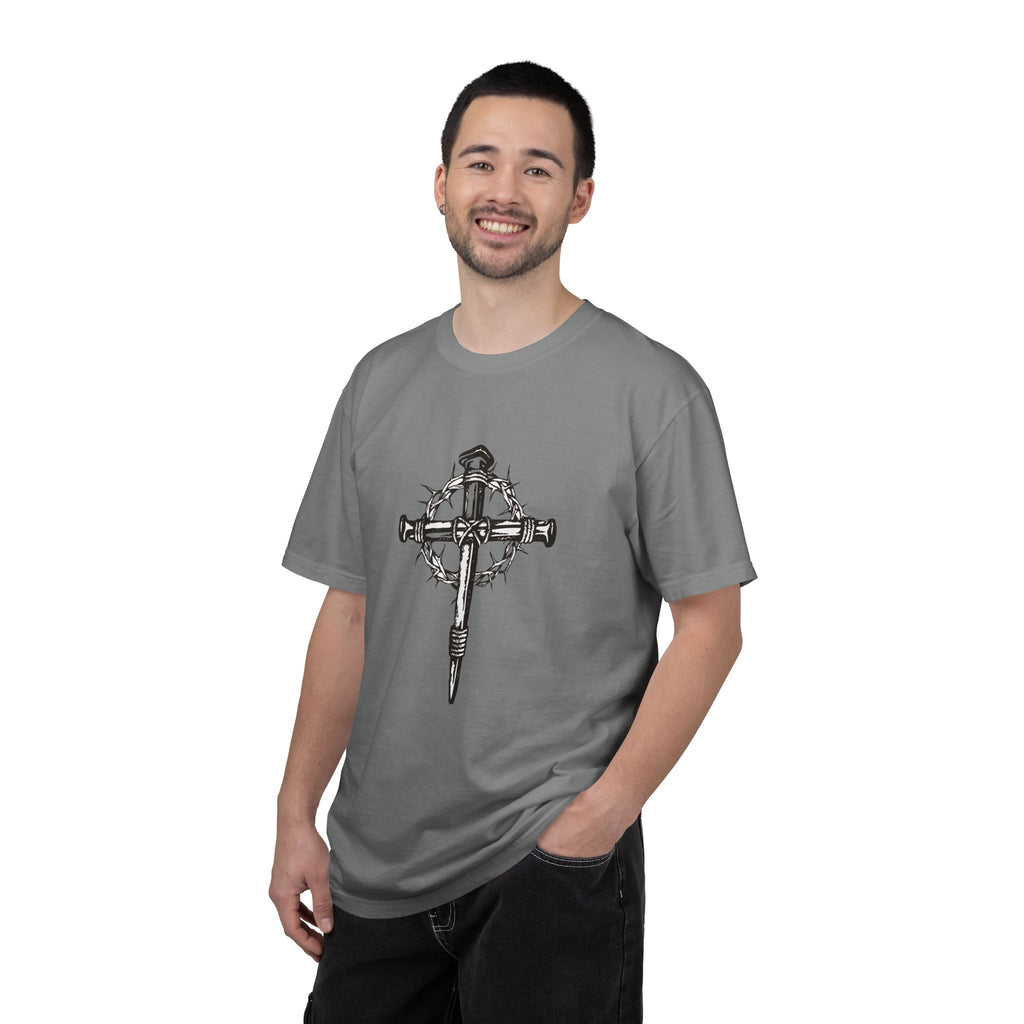 Nail Cross with Crown of Thorns T-shirt | Religious Gothic Faith Design