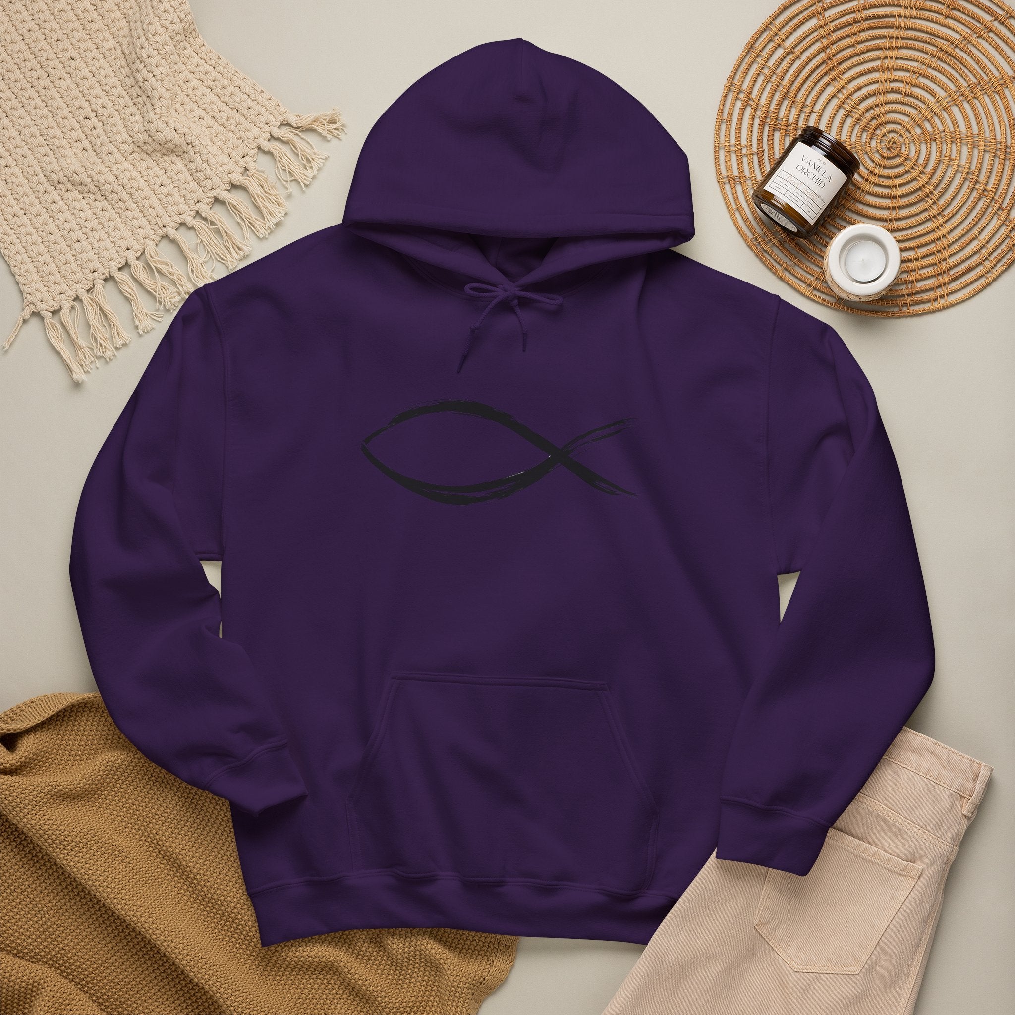 Christian Fish Symbal Heavy Blend™ Hooded Sweatshirt
