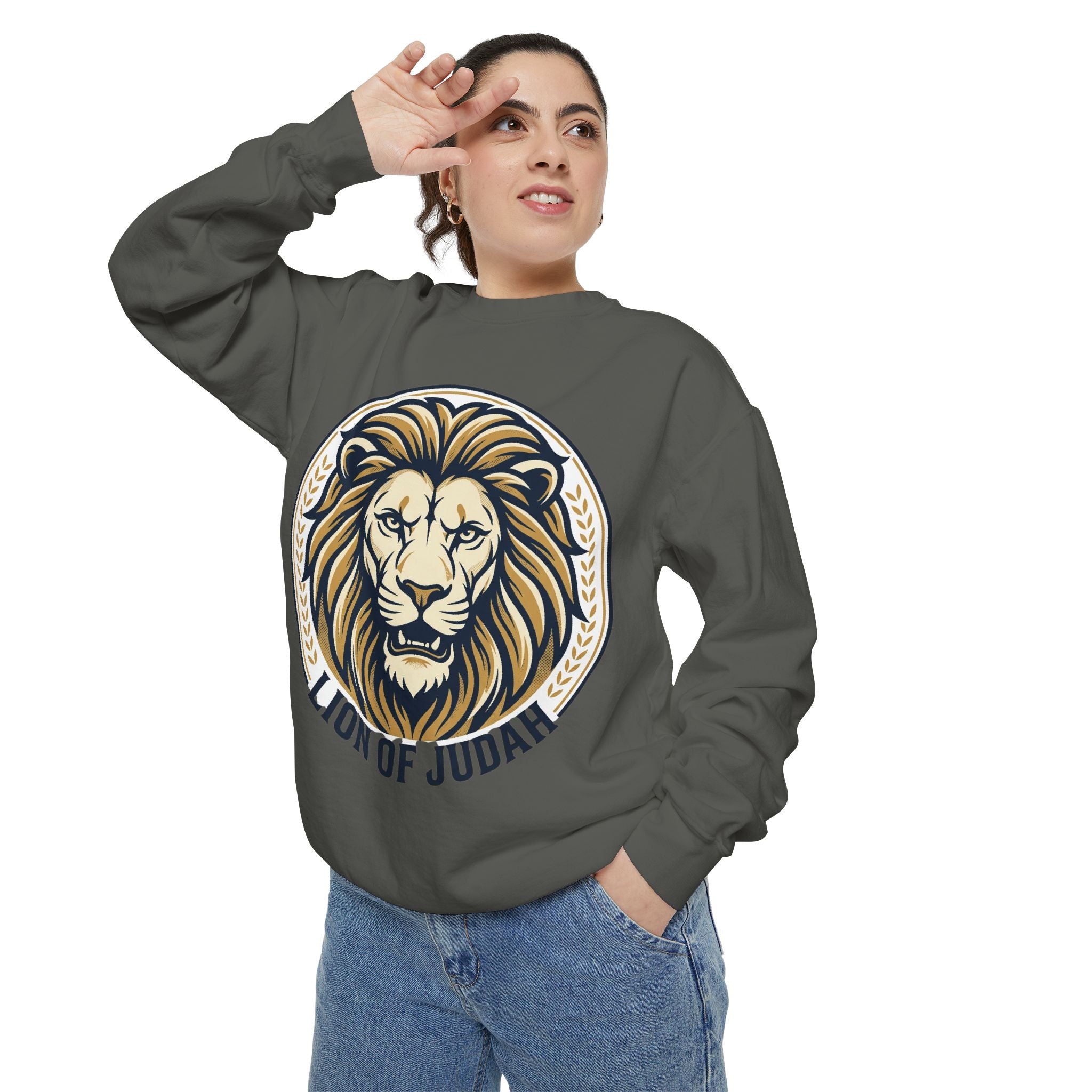 Lion of Judah Sweatshirt — Religious Lion Graphic Crewneck