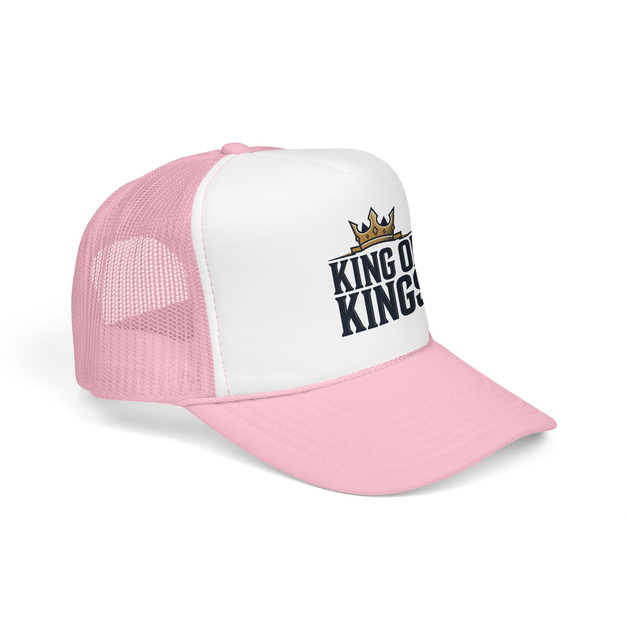 King of Kings Trucker Hat – Foam Mesh Baseball Cap with Gold Crown Design