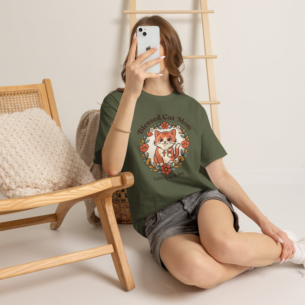 Blessed Cat Mom T-Shirt – Faith, Fur & Joy Floral Cat Mom Tee