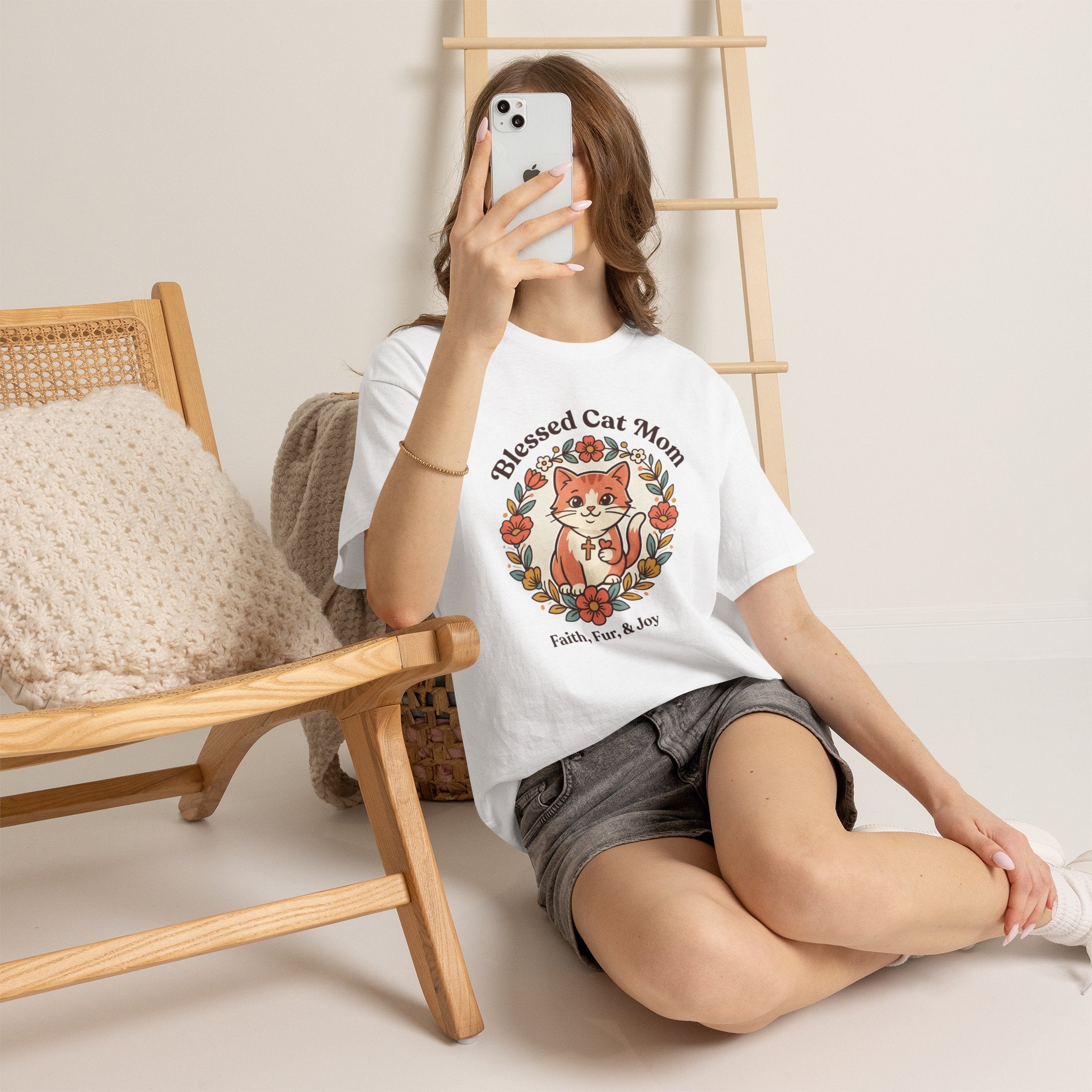 Blessed Cat Mom T-Shirt – Faith, Fur & Joy Floral Cat Mom Tee