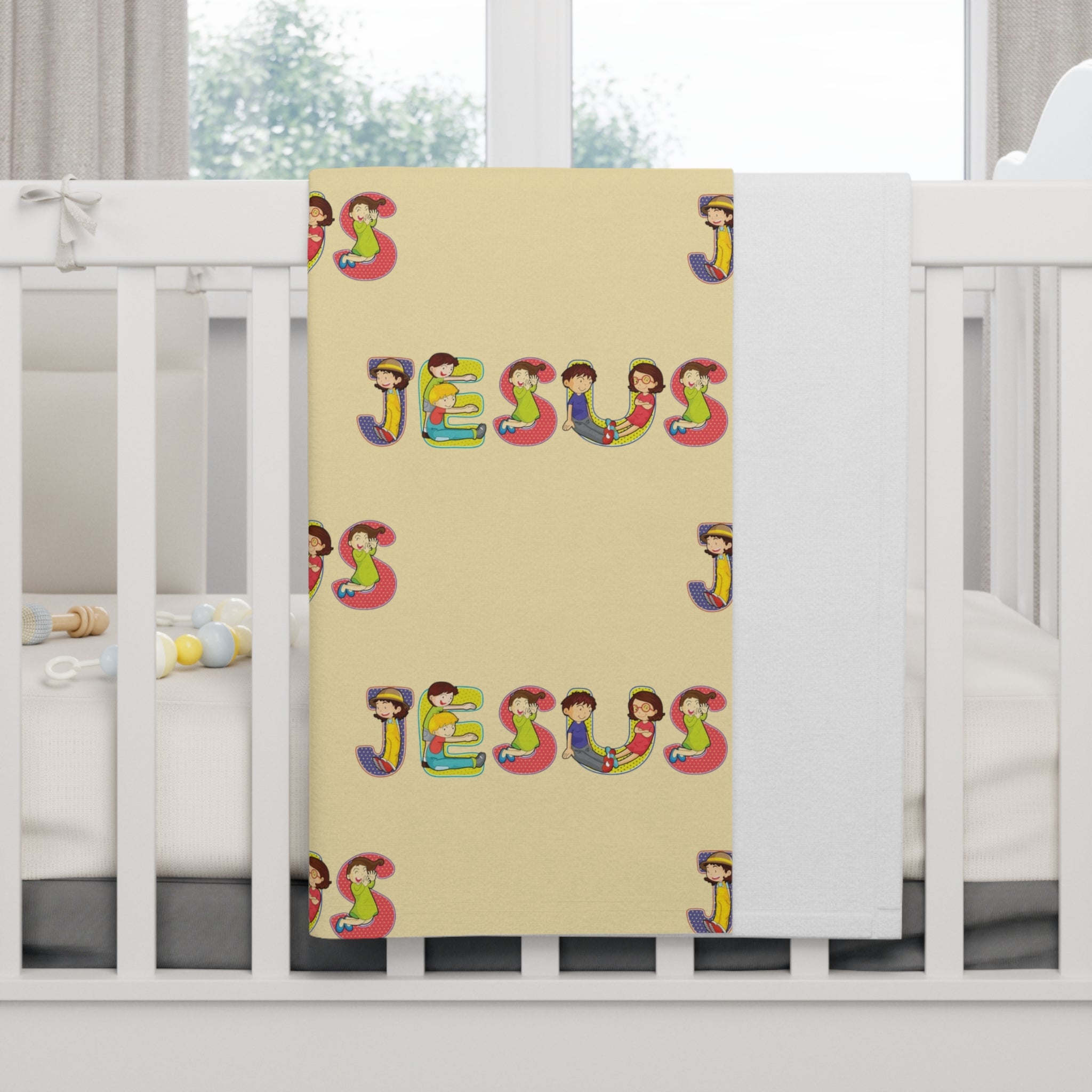 Jesus Rainbow Pattern Blanket | Baby Blanket yellow