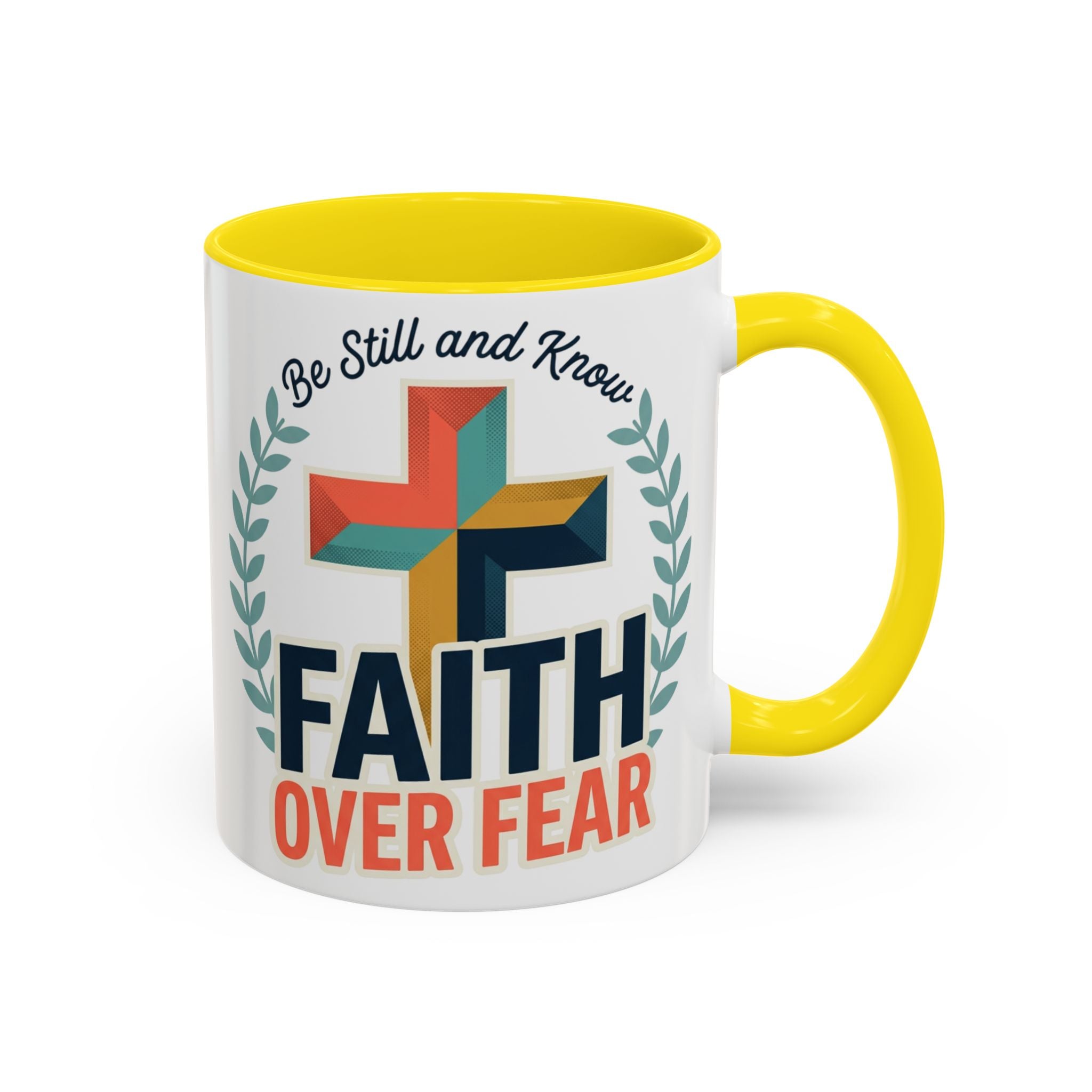 Faith Over Fear Accent Coffee Mug – Christian Inspirational 11/15oz