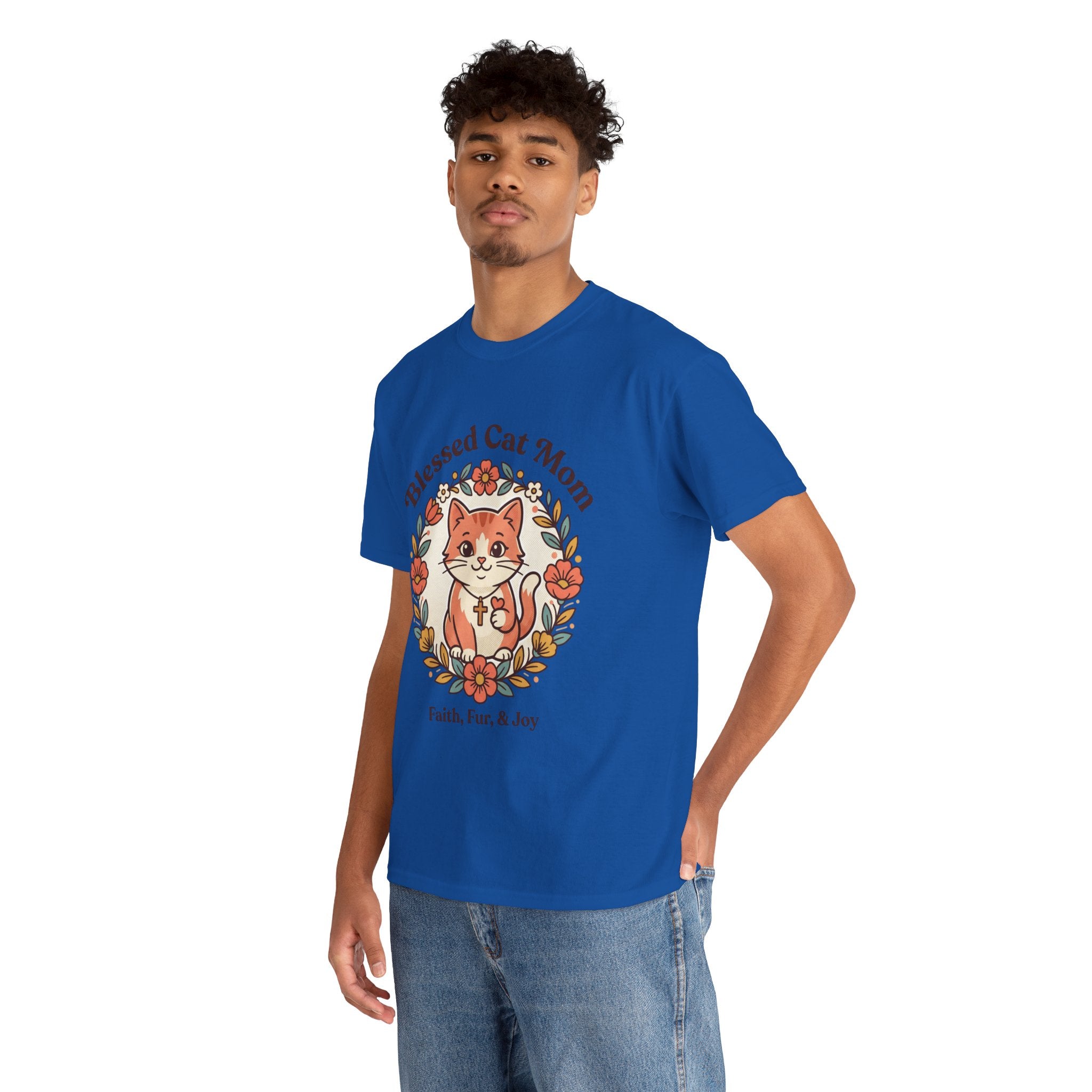 Blessed Cat Mom T-Shirt – Faith, Fur & Joy Floral Cat Mom Tee