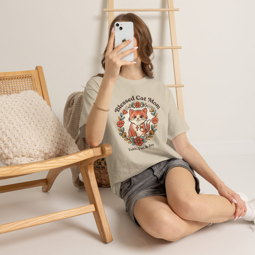 Blessed Cat Mom T-Shirt – Faith, Fur & Joy Floral Cat Mom Tee