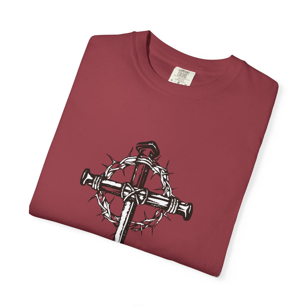 Nail Cross with Crown of Thorns T-shirt | Religious Gothic Faith Design