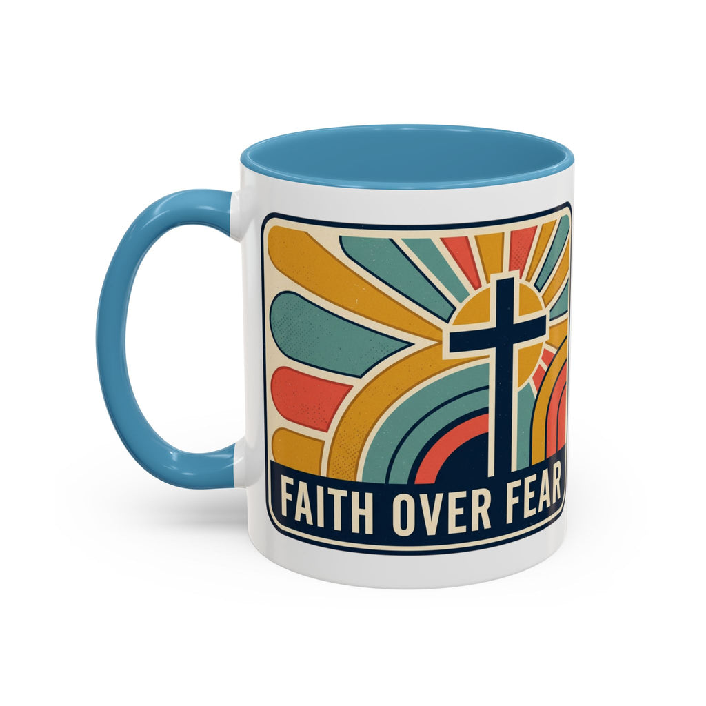 Faith over fear Retro Script Mug | Accent Coffee Mug