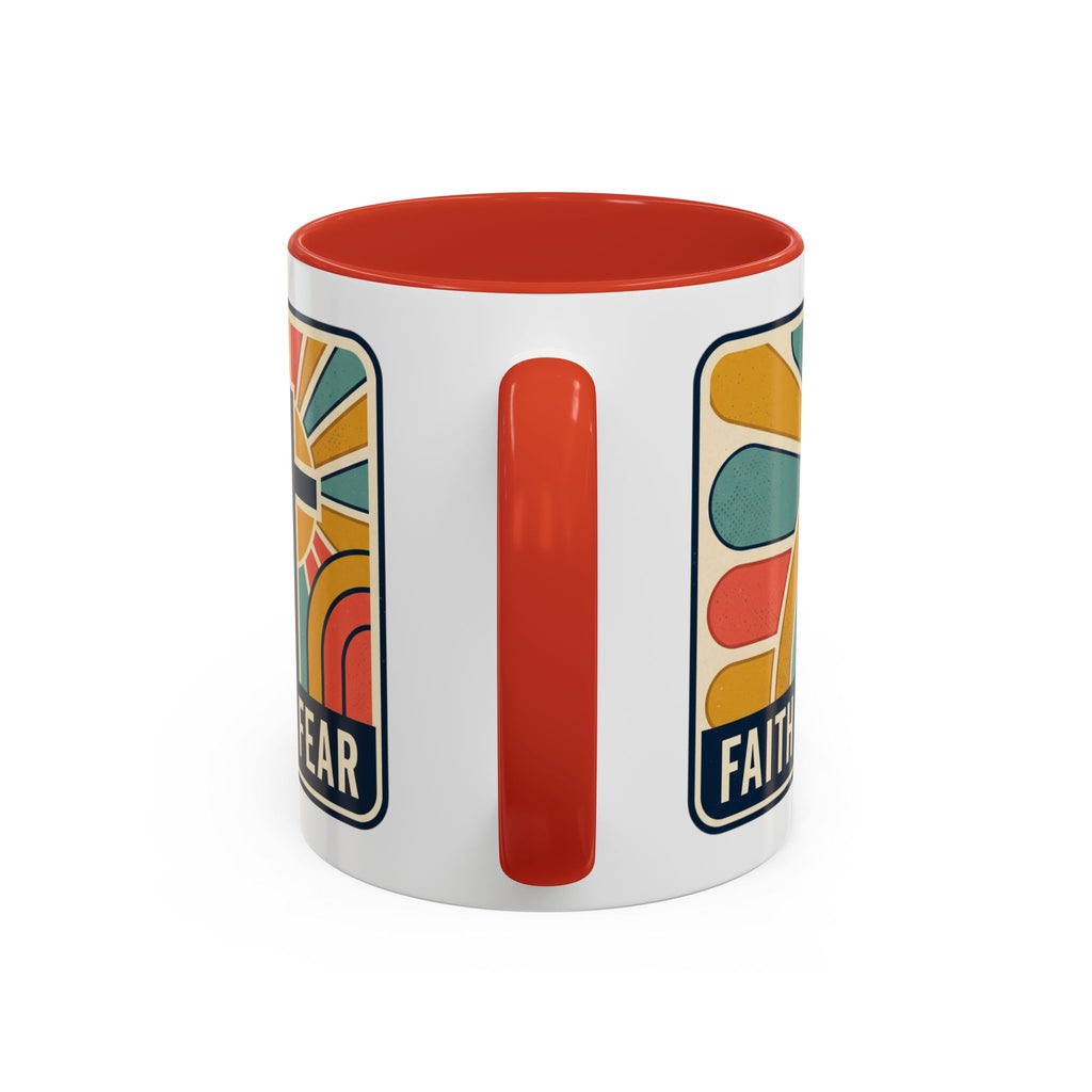 Faith over fear Retro Script Mug | Accent Coffee Mug