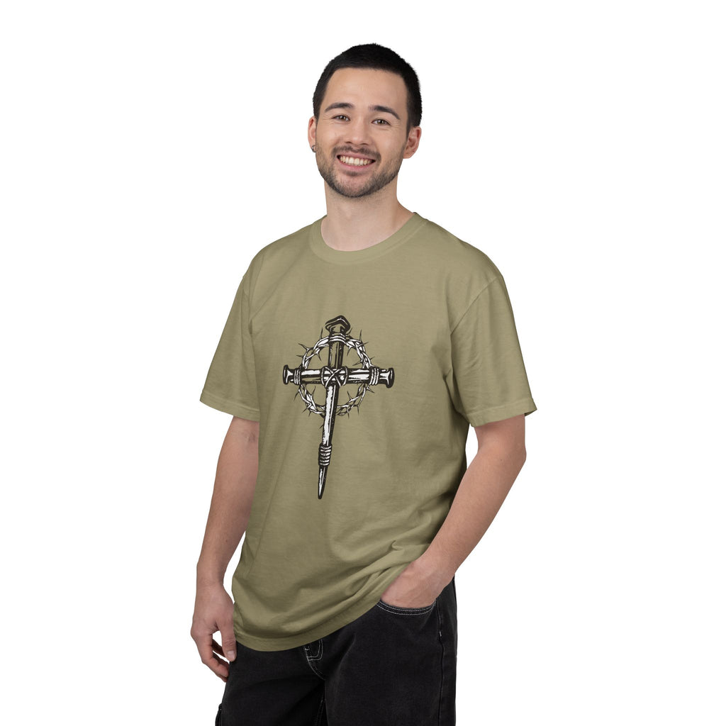 Nail Cross with Crown of Thorns T-shirt | Religious Gothic Faith Design