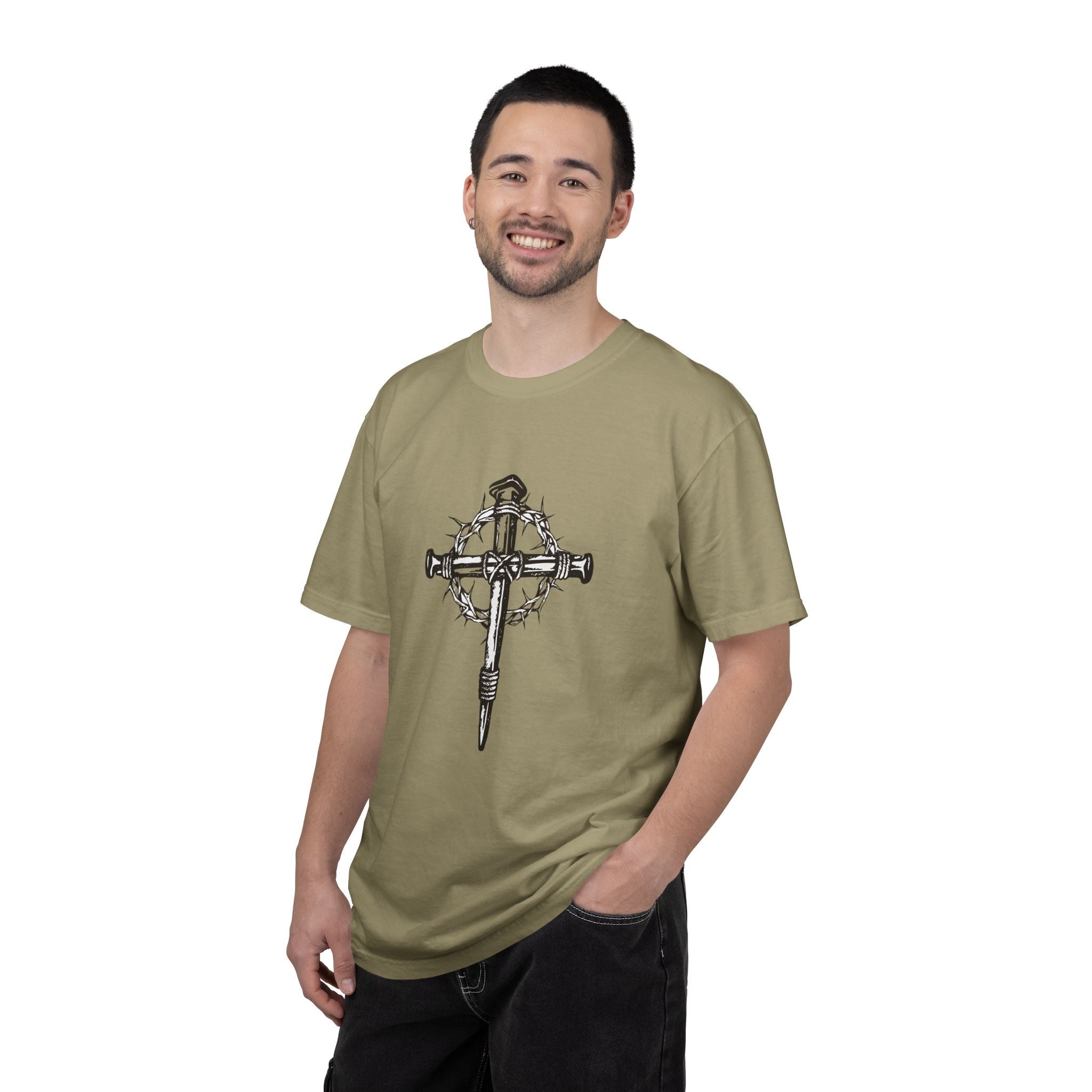Nail Cross with Crown of Thorns T-shirt | Religious Gothic Faith Design