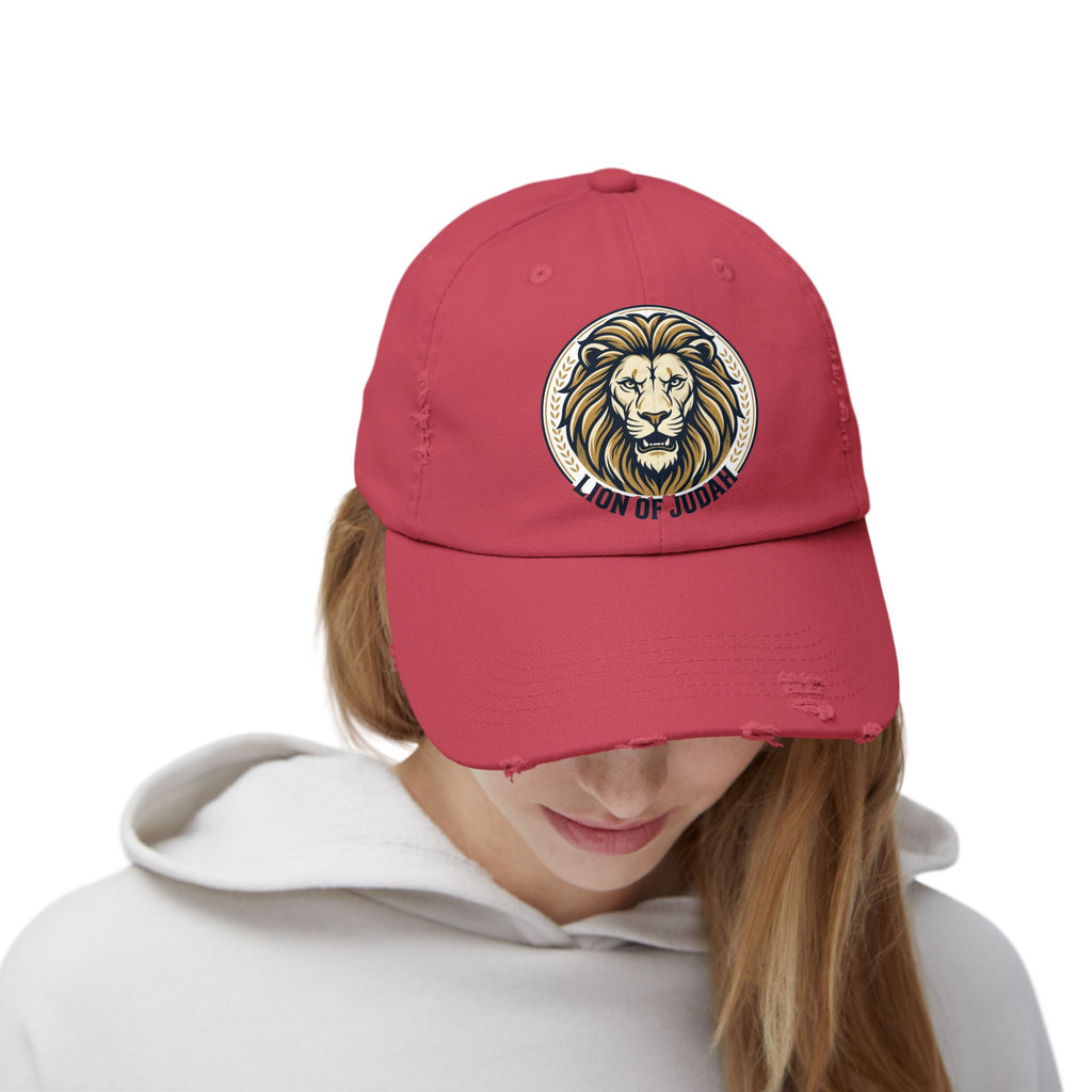 Lion of Judah Distressed Baseball Cap — Vintage Christian Hat