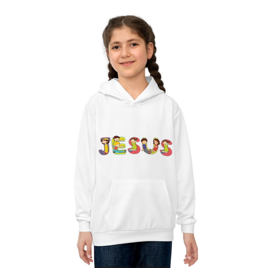 Jesus Kids Hoodie | Colorful Cartoon Lettering, Religious Christianity