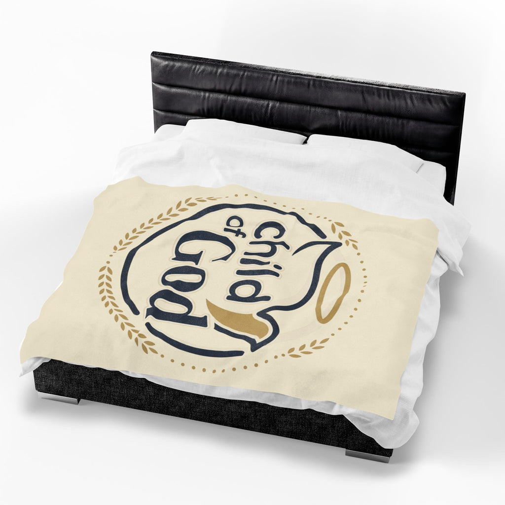 Child of God Velveteen Blanket | Monochrome Religious Throw
