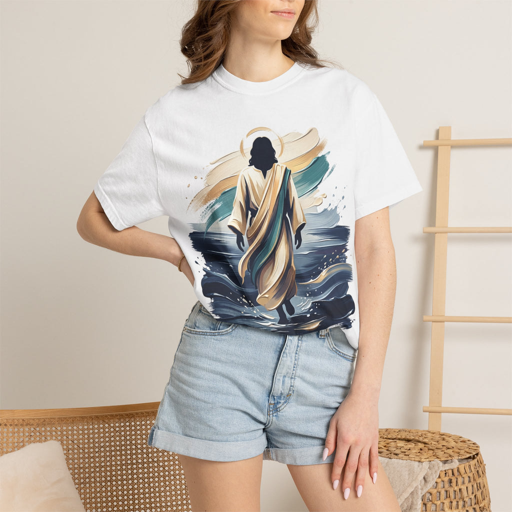 Jesus Walking on Water T-Shirt — Inspirational Christian Faith Tee