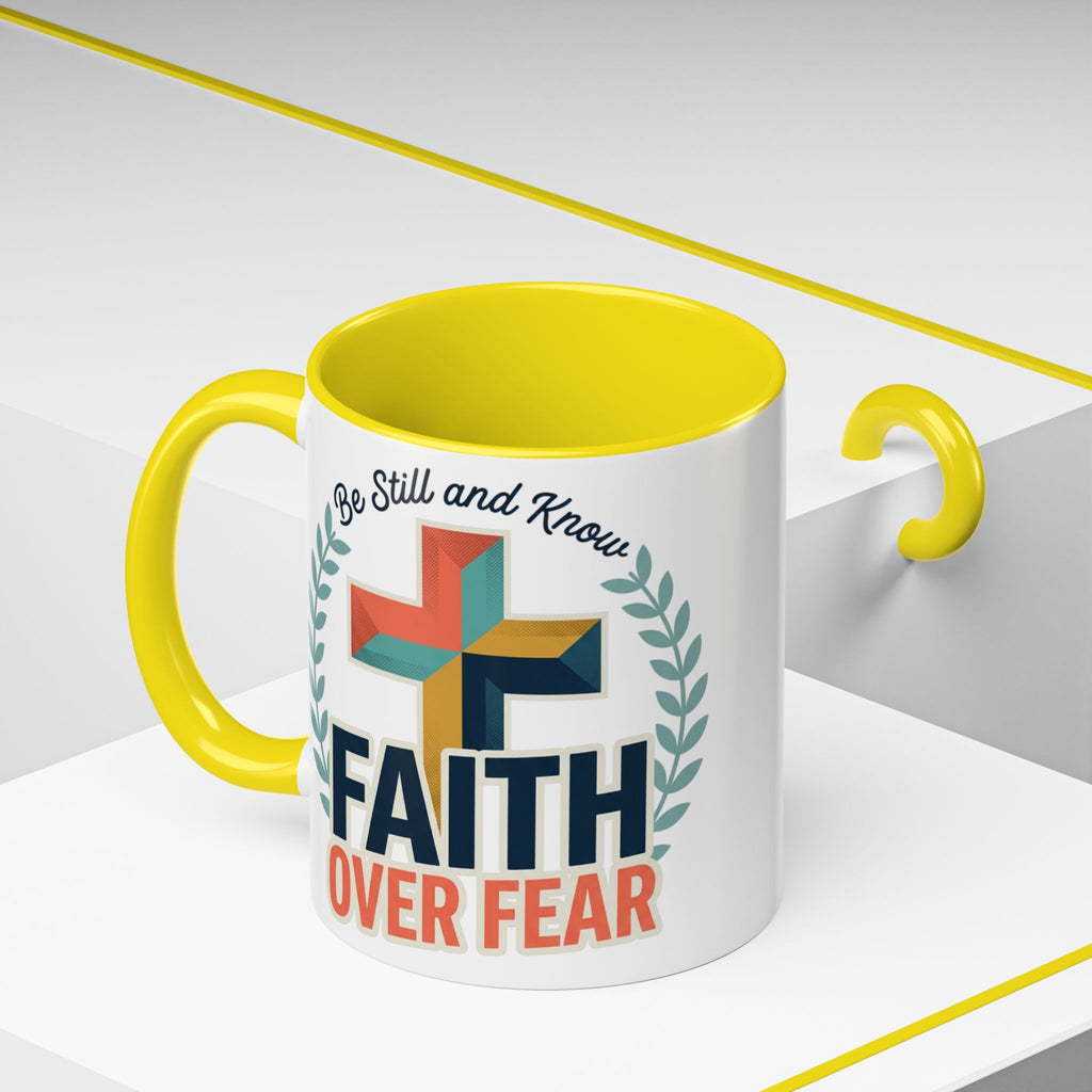 Faith Over Fear Accent Coffee Mug – Christian Inspirational 11/15oz