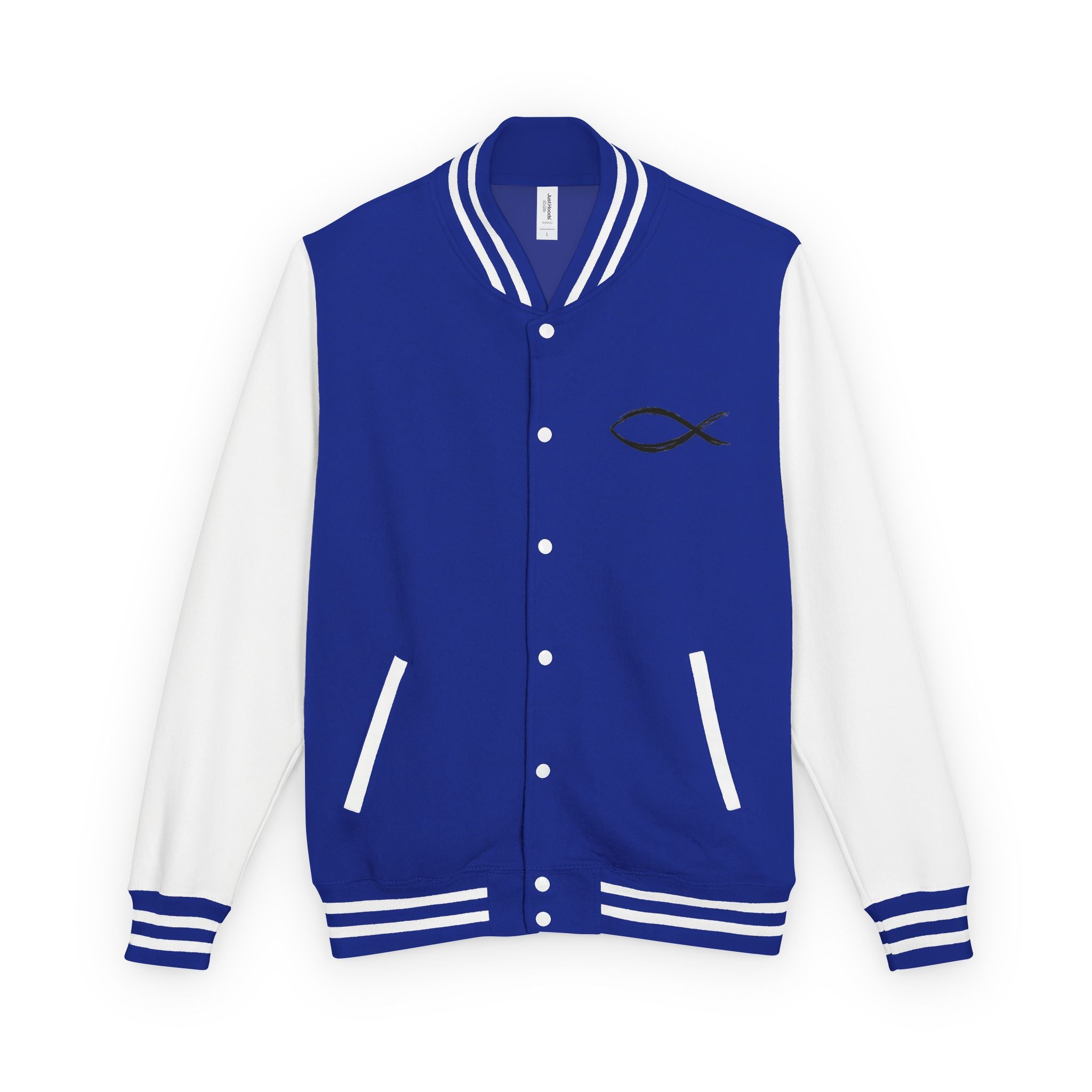 Christian Fish Symbol Emblem Letterman Jacket | Red White Varsity