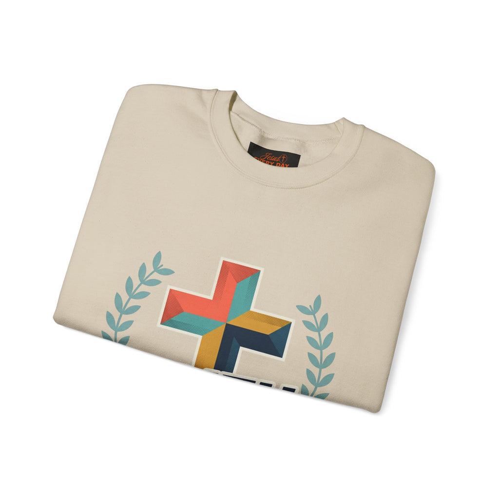 Faith Over Fear Crewneck Sweatshirt — Christian Cross Inspirational Pullover