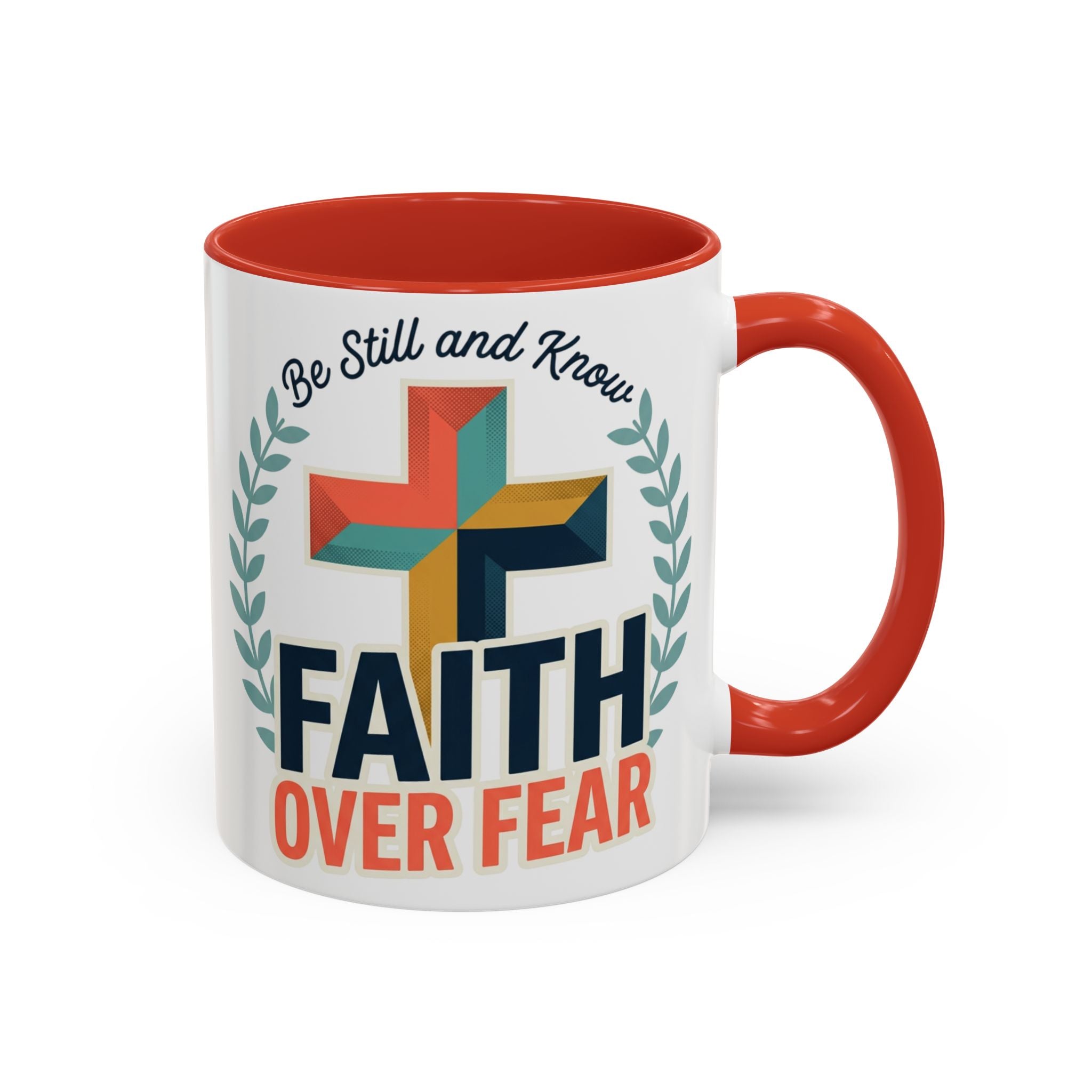 Faith Over Fear Accent Coffee Mug – Christian Inspirational 11/15oz