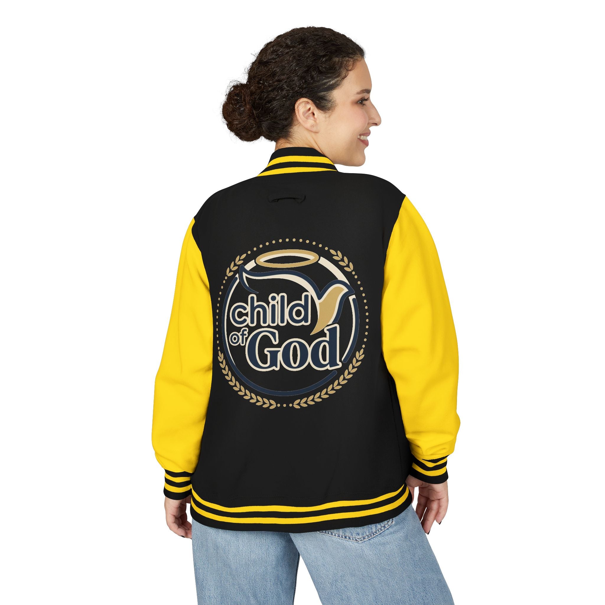 Child of God Emblem Letterman Jacket | Red White Varsity