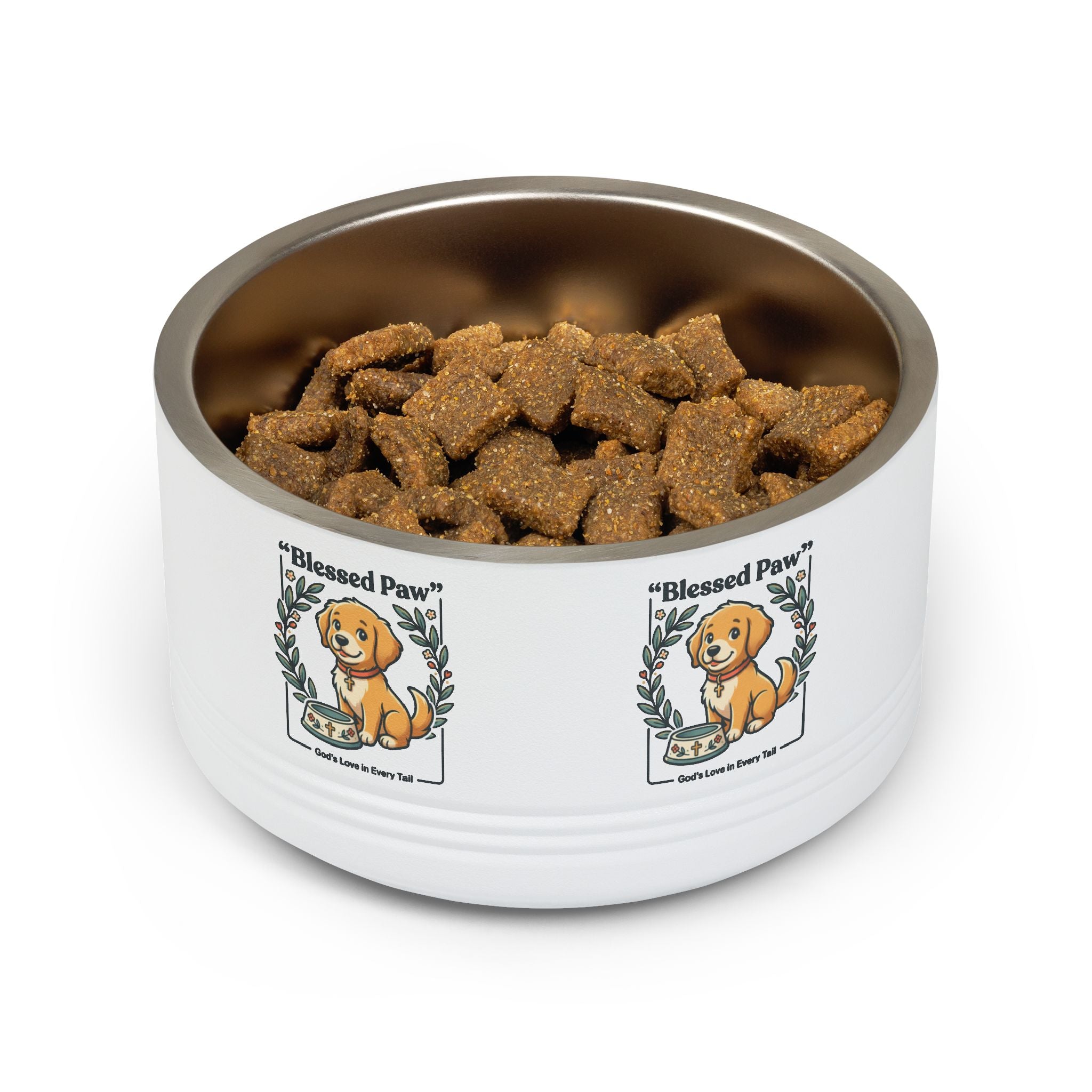Dog Feeding Bowl — 18oz Stainless Pet Bowl with Cute Puppy Design