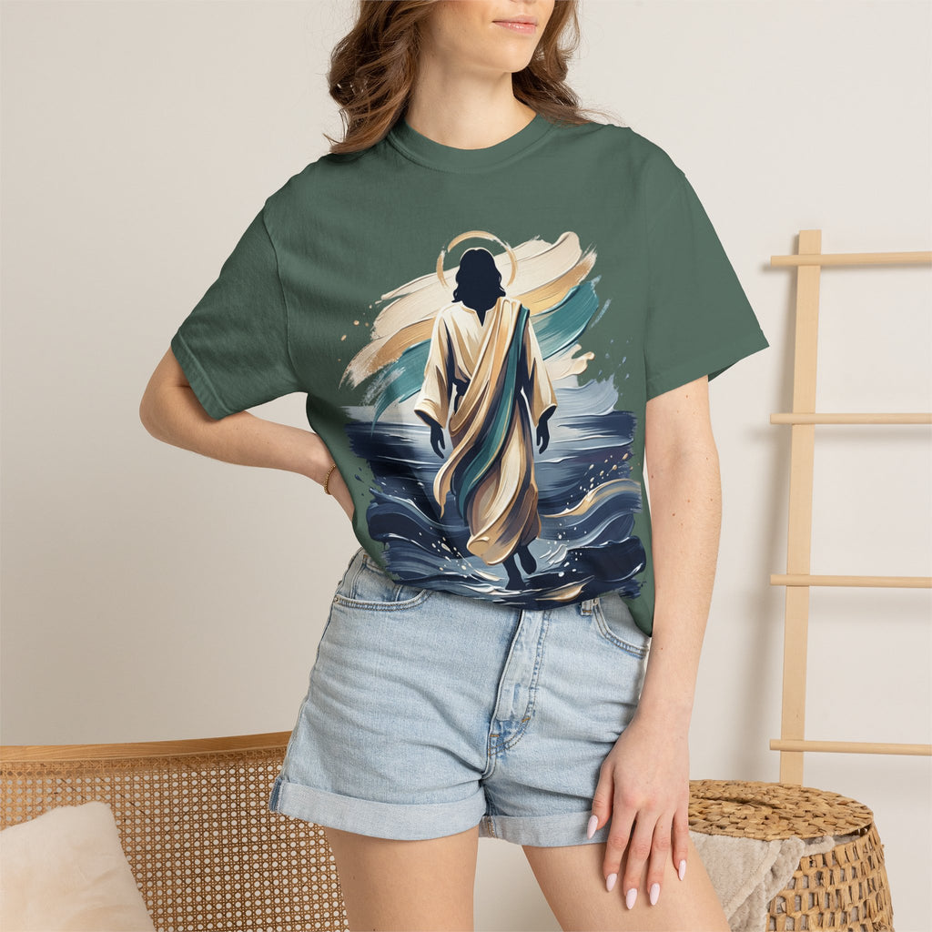 Jesus Walking on Water T-Shirt — Inspirational Christian Faith Tee
