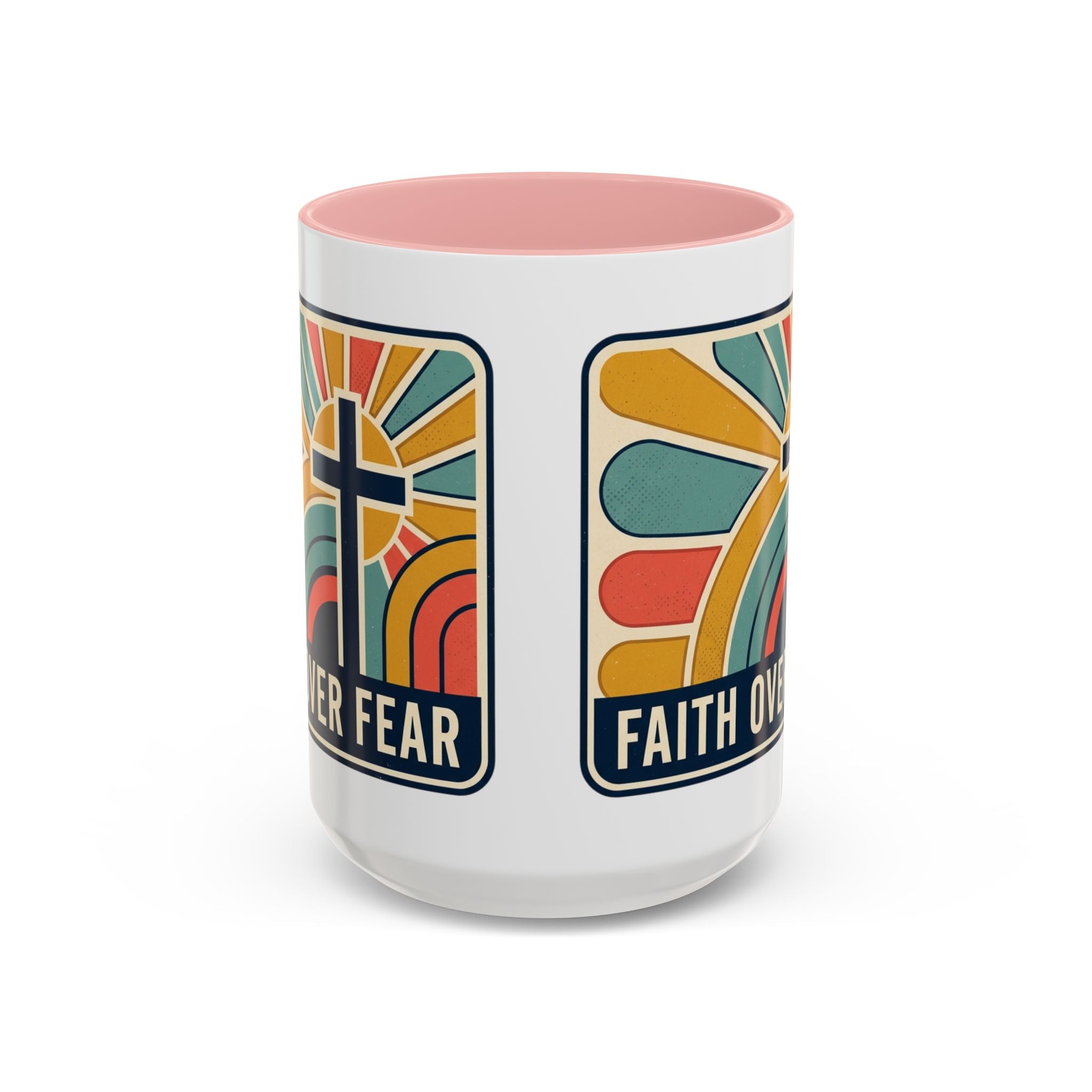 Faith over fear Retro Script Mug | Accent Coffee Mug