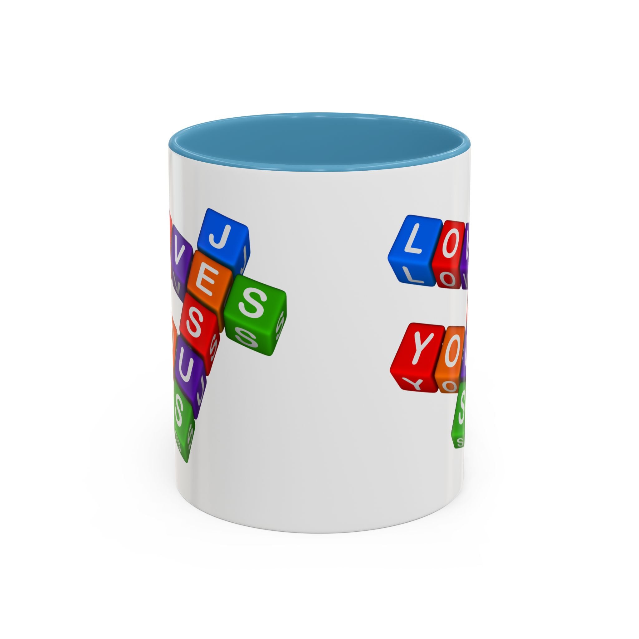 Colorful Letter Blocks 'Jesus Loves You' Mug | Accent Coffee Mug