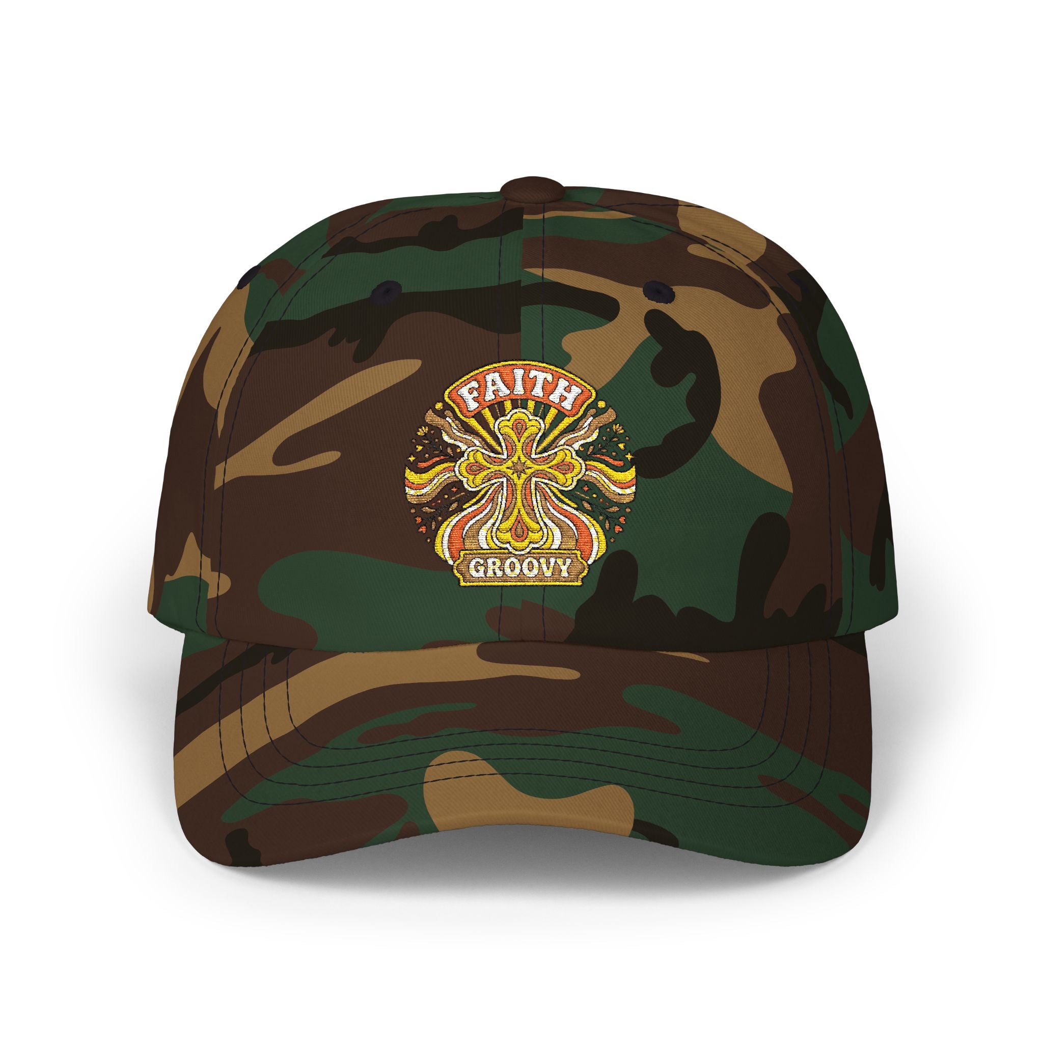 Faith Groovy Dad Cap — Christian Embroidered Baseball Hat