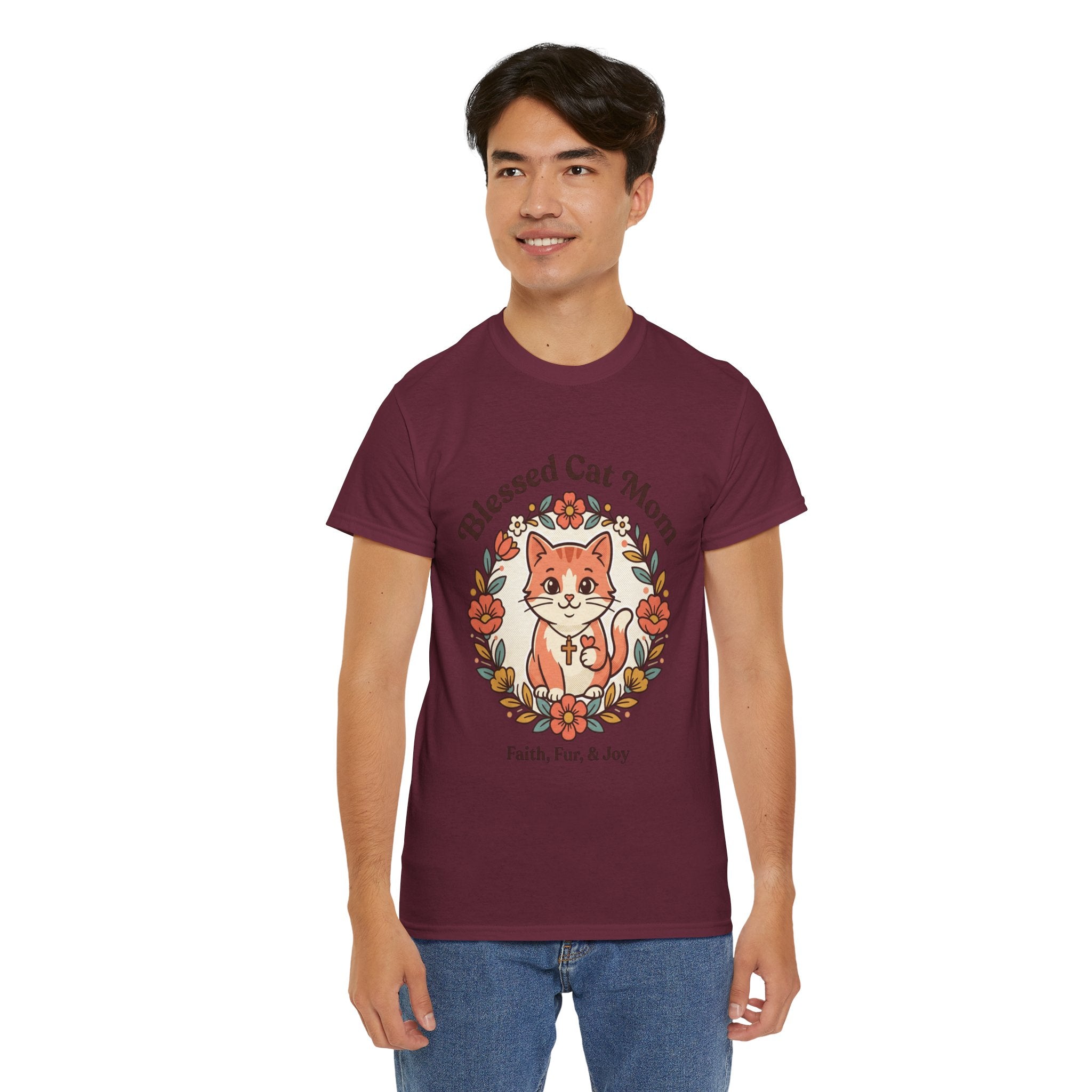 Blessed Cat Mom T-Shirt – Faith, Fur & Joy Floral Cat Mom Tee