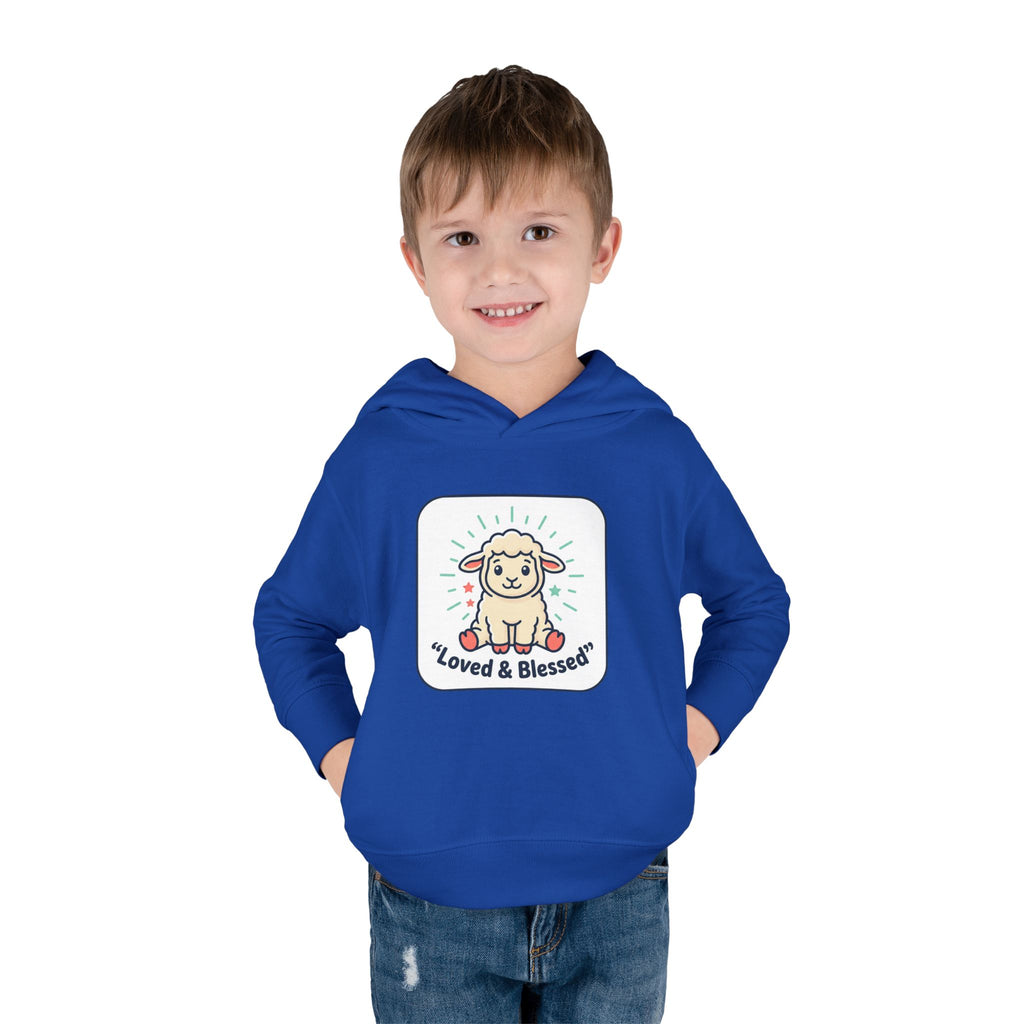 Loved & Blessed Lamb toddler hoodie | Cute lamb illustration pullover