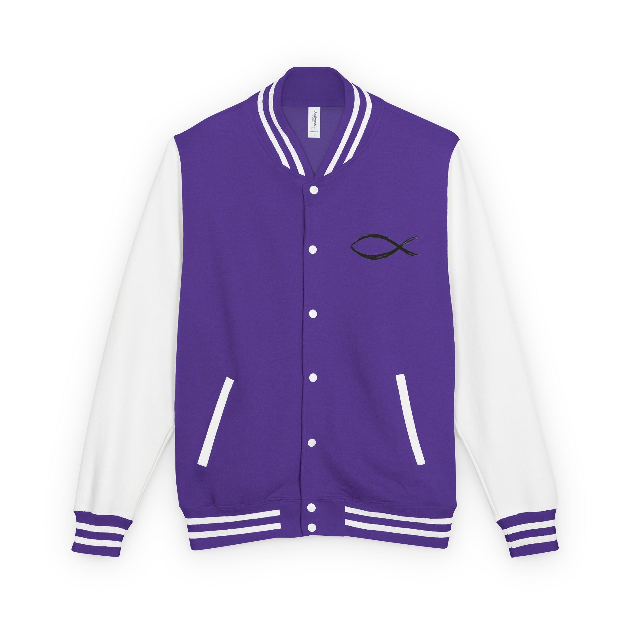 Christian Fish Symbol Emblem Letterman Jacket | Red White Varsity