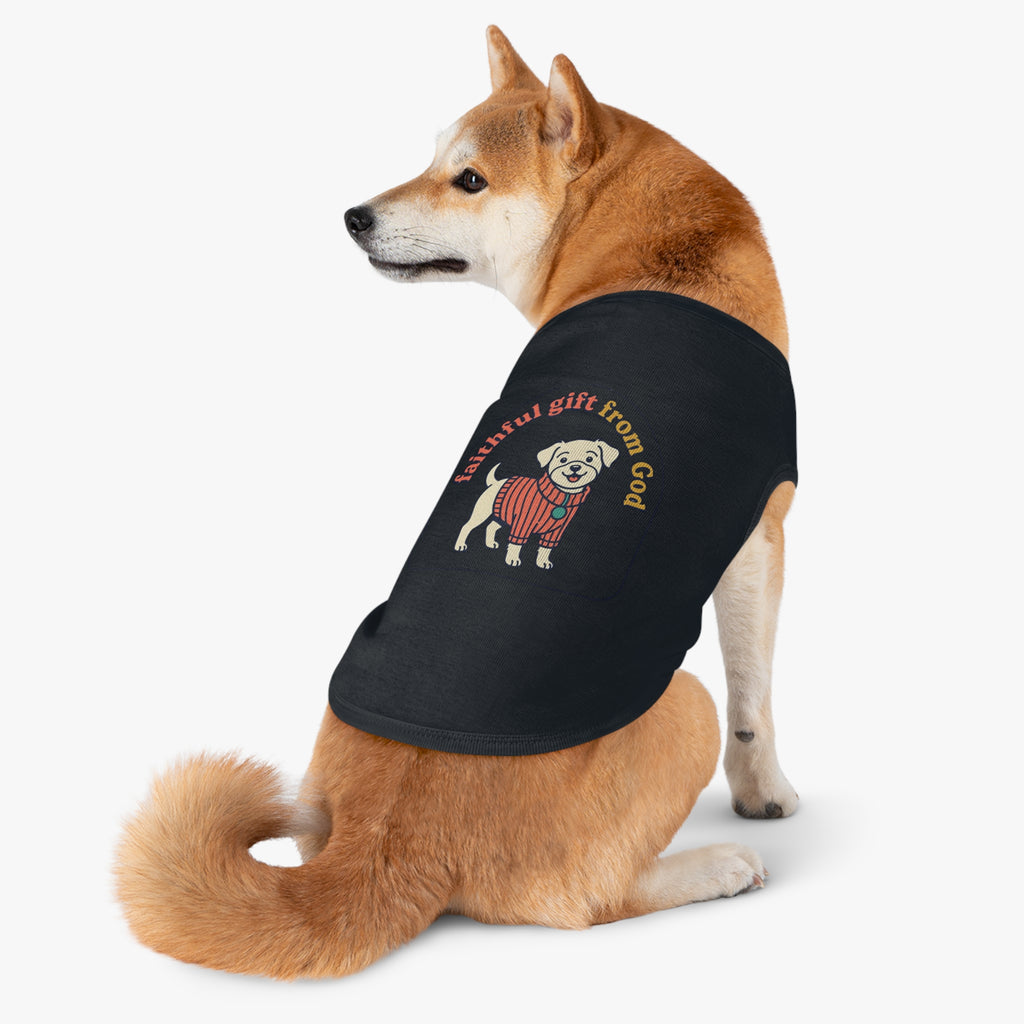 Dog Tank Top — 'Faithful Friend' Sweater-Print Pet Tee