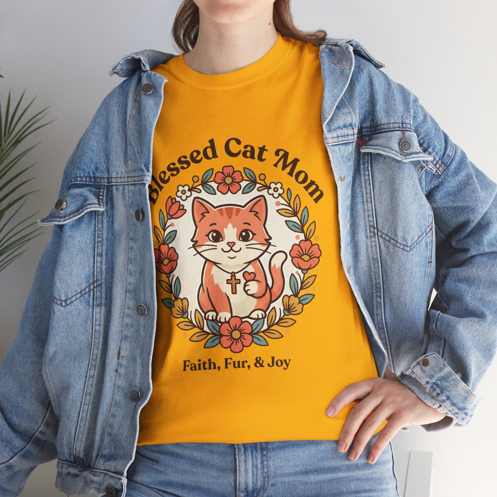 Blessed Cat Mom T-Shirt – Faith, Fur & Joy Floral Cat Mom Tee