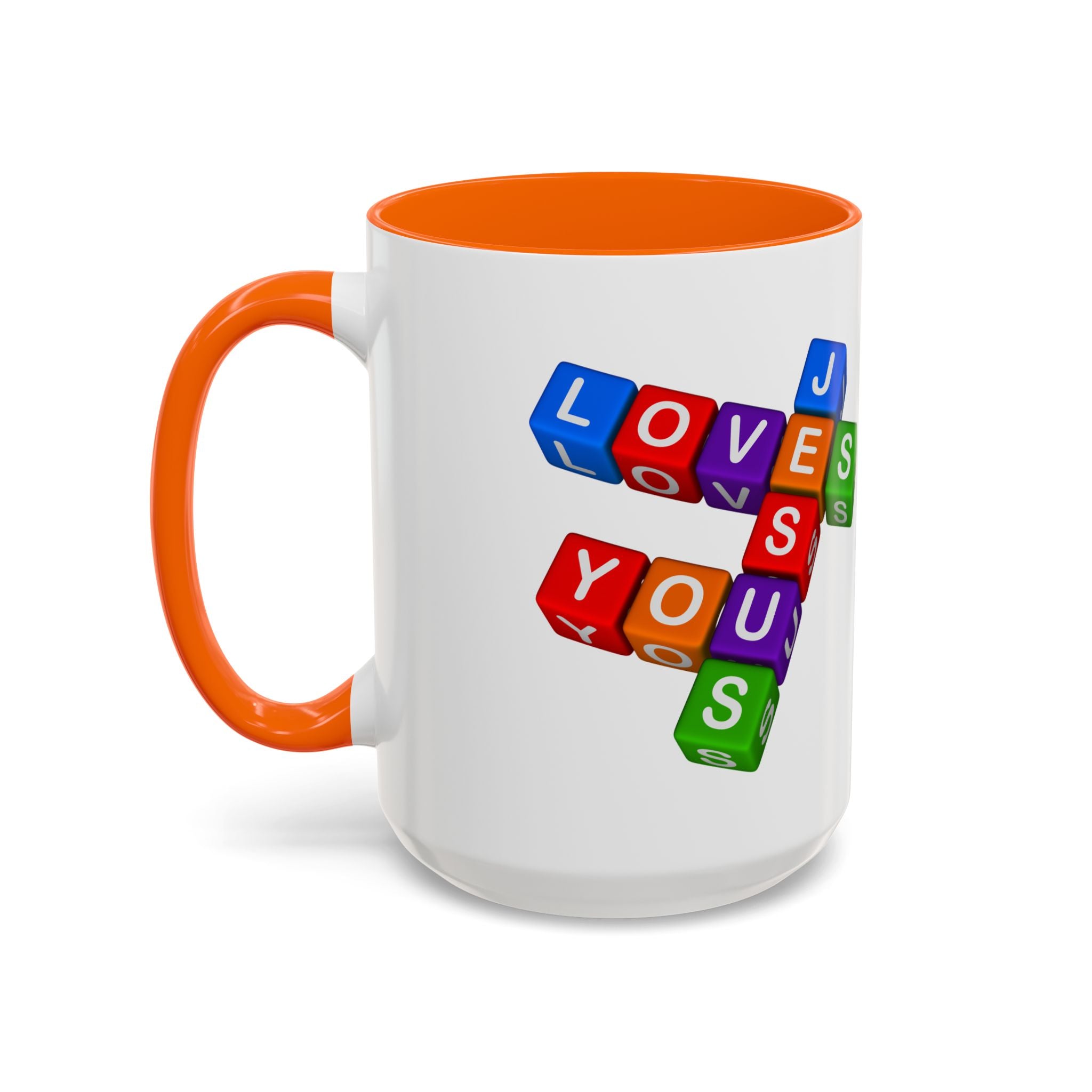 Colorful Letter Blocks 'Jesus Loves You' Mug | Accent Coffee Mug