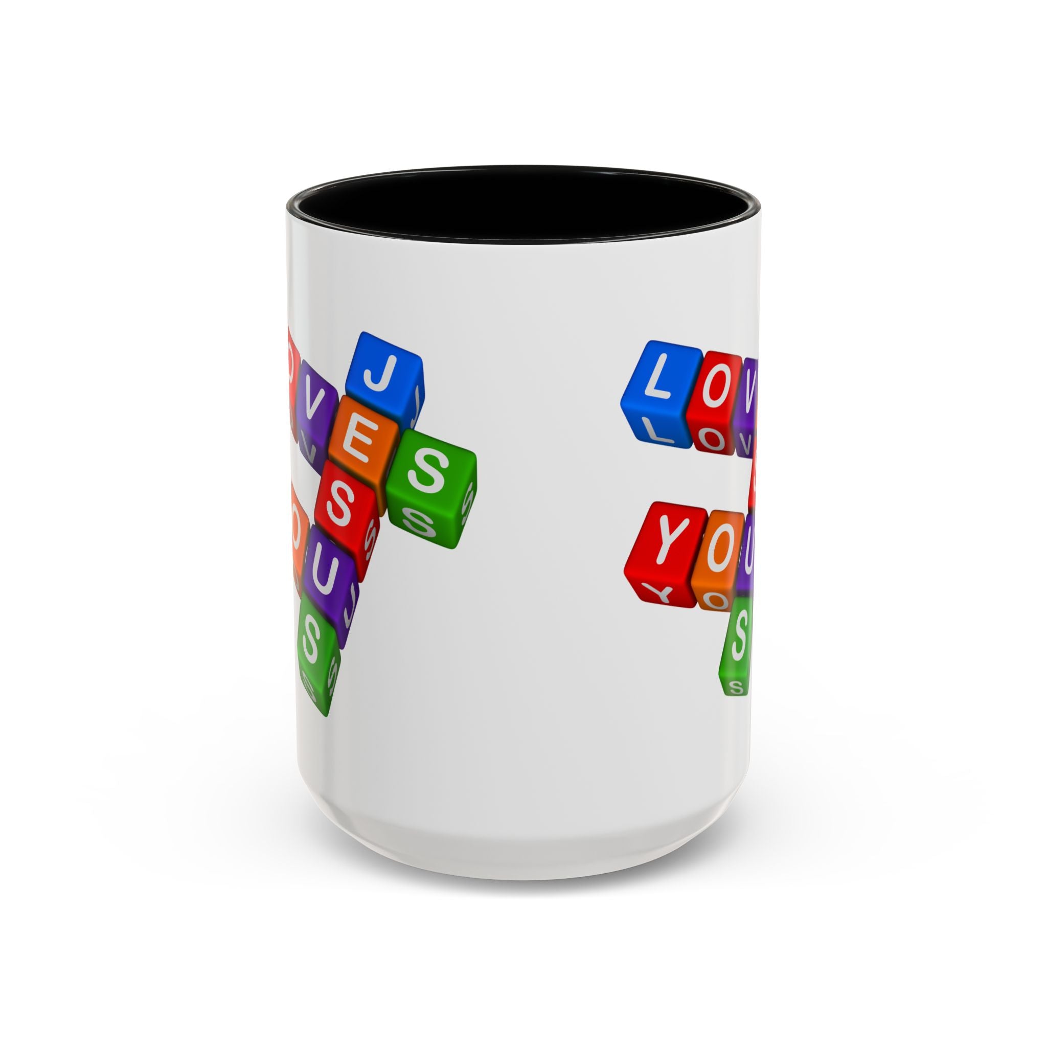 Colorful Letter Blocks 'Jesus Loves You' Mug | Accent Coffee Mug