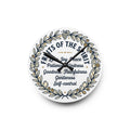 Fruits of the Spirit acrylic wall clock | Christian scripture typography, floral wreath