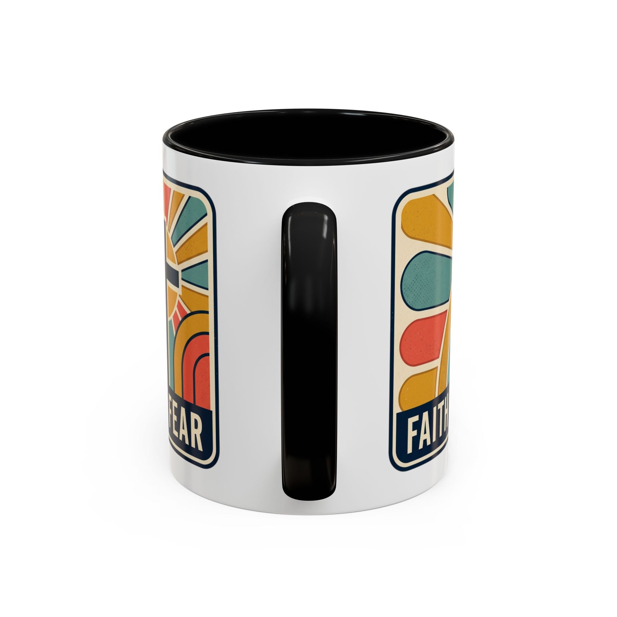 Faith over fear Retro Script Mug | Accent Coffee Mug