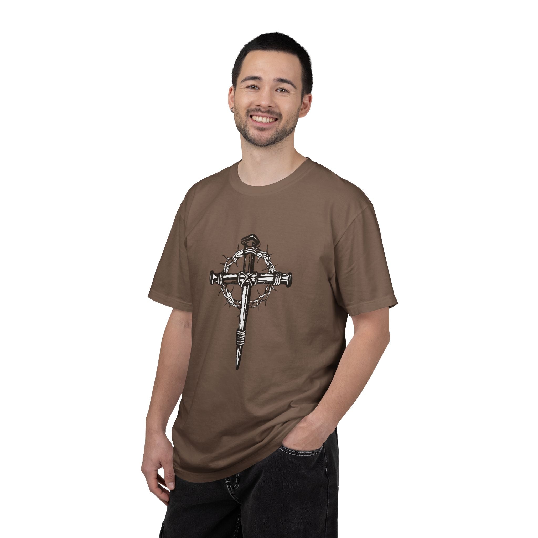 Nail Cross with Crown of Thorns T-shirt | Religious Gothic Faith Design