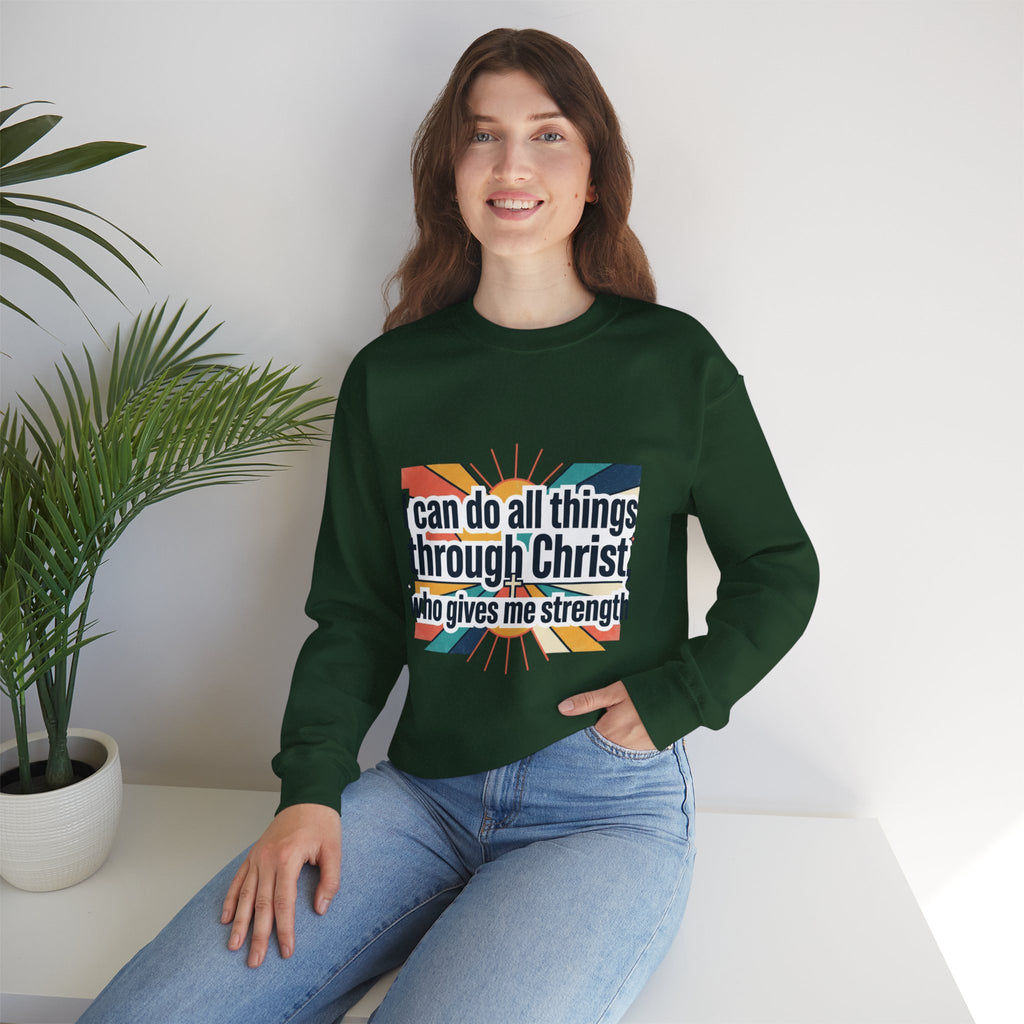 All things through Christ Christian Heavy Blend™ Crewneck Sweatshirt