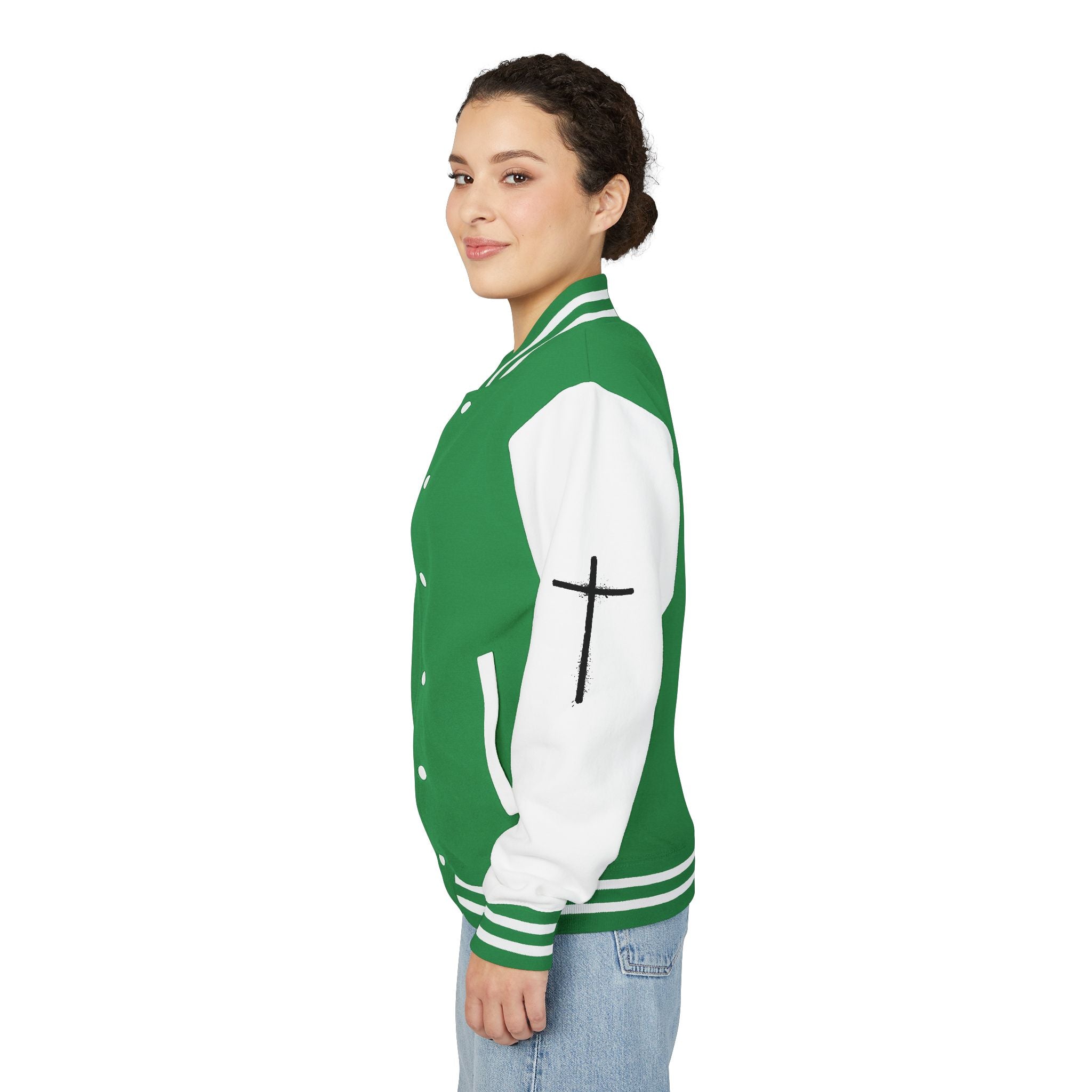 Cross Emblem Letterman Jacket | Red White Varsity