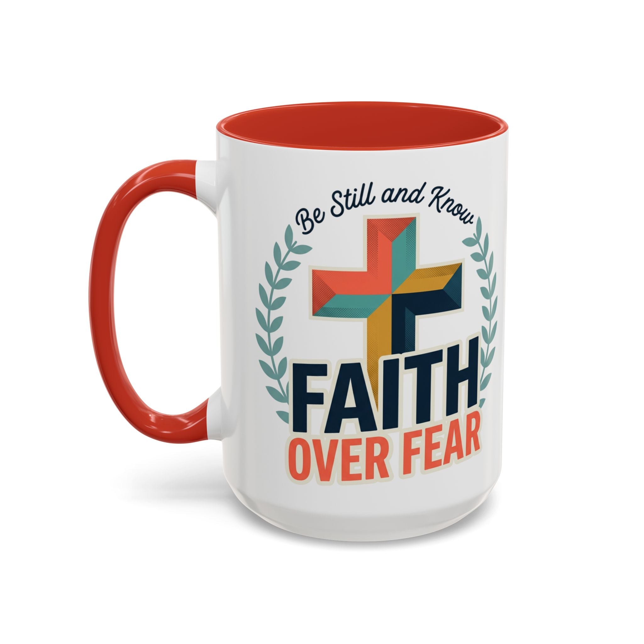Faith Over Fear Accent Coffee Mug – Christian Inspirational 11/15oz