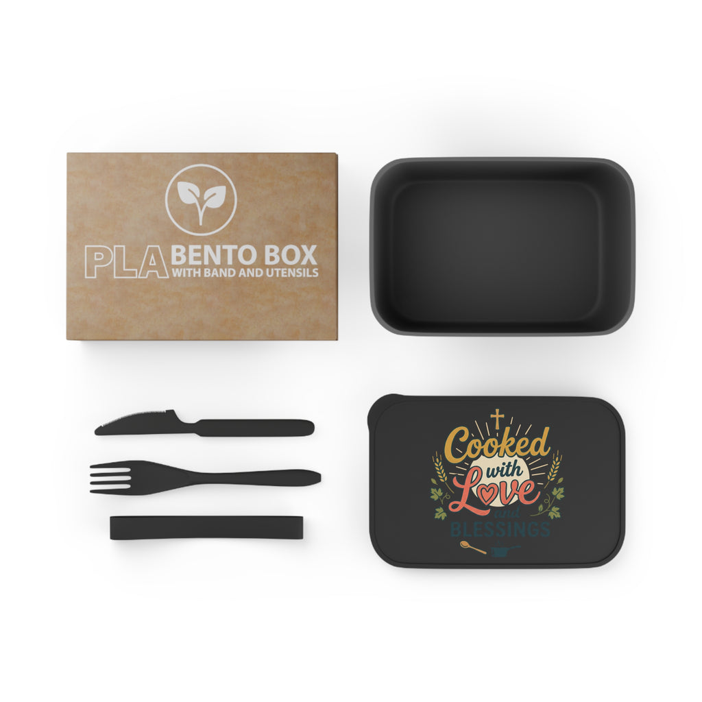 Cooked with Love and Blessings Bento Box | PLA Lunch Box with Utensils