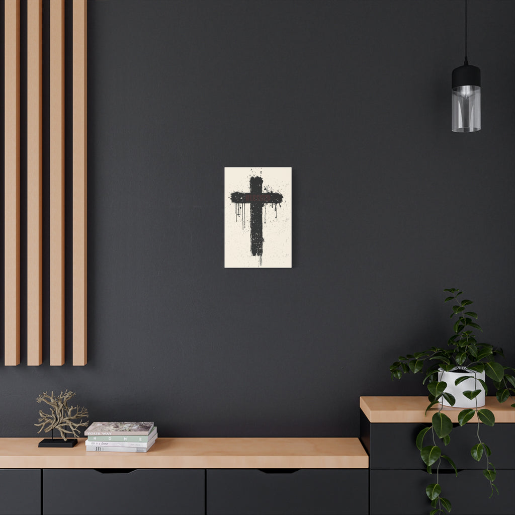 Black Drip Cross Matte Canvas